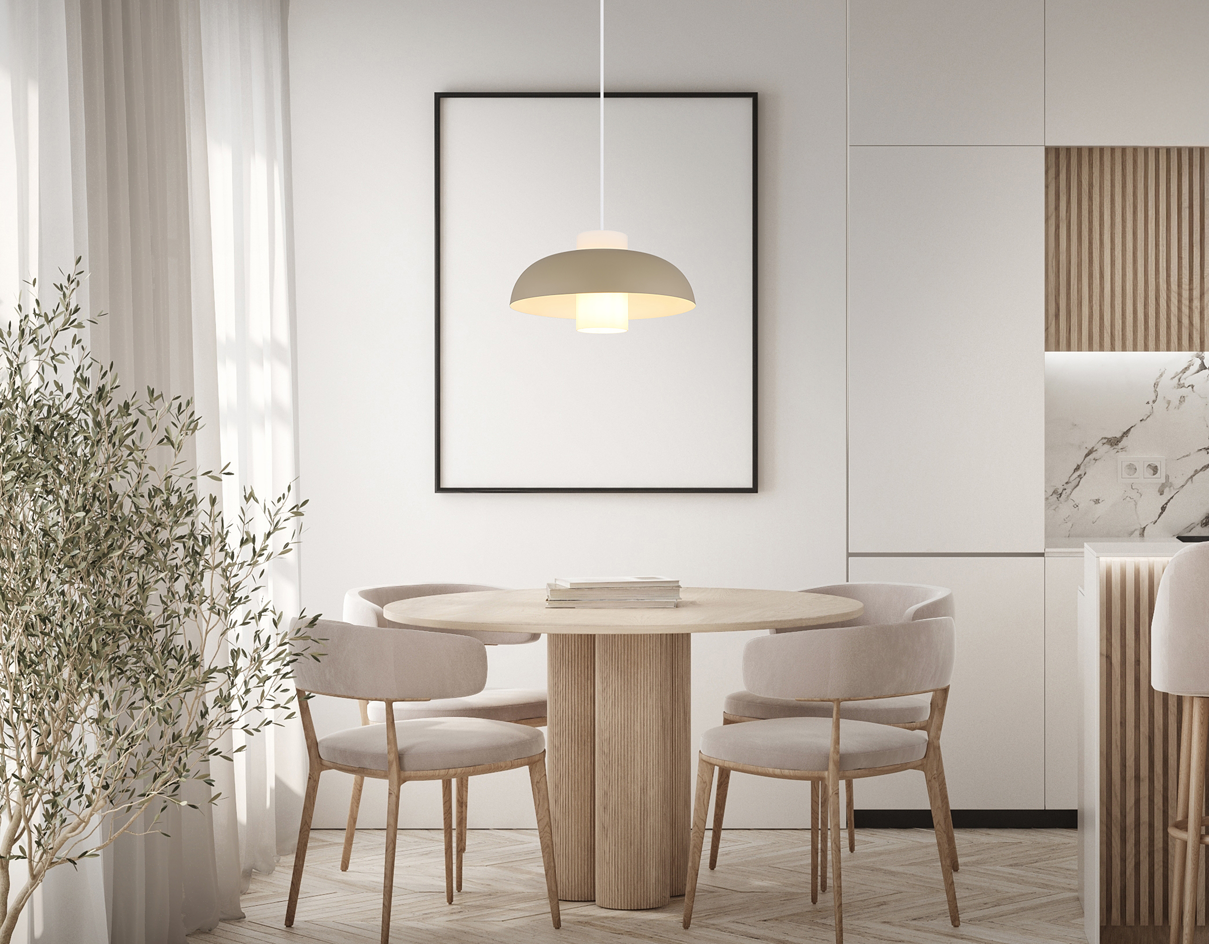 1-Light Lowe Pendant Light Iron Beige