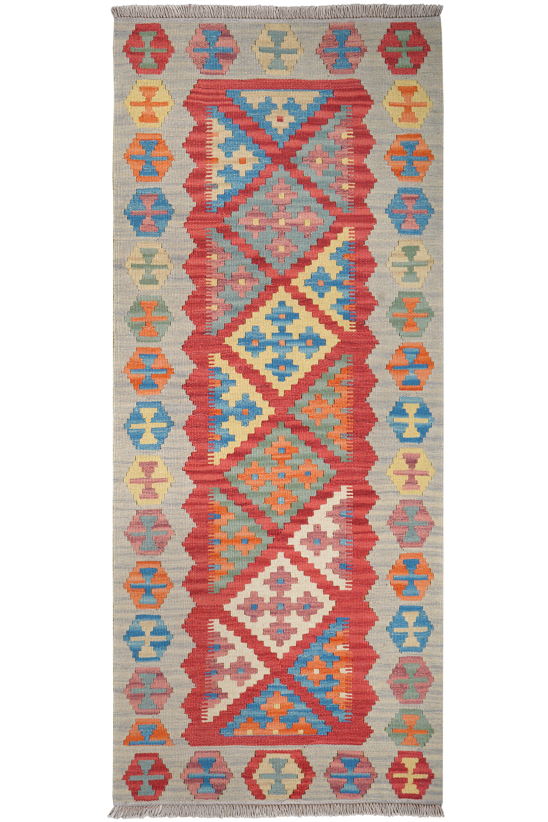 Tappeto Kilim Gashgai Lana Rosso