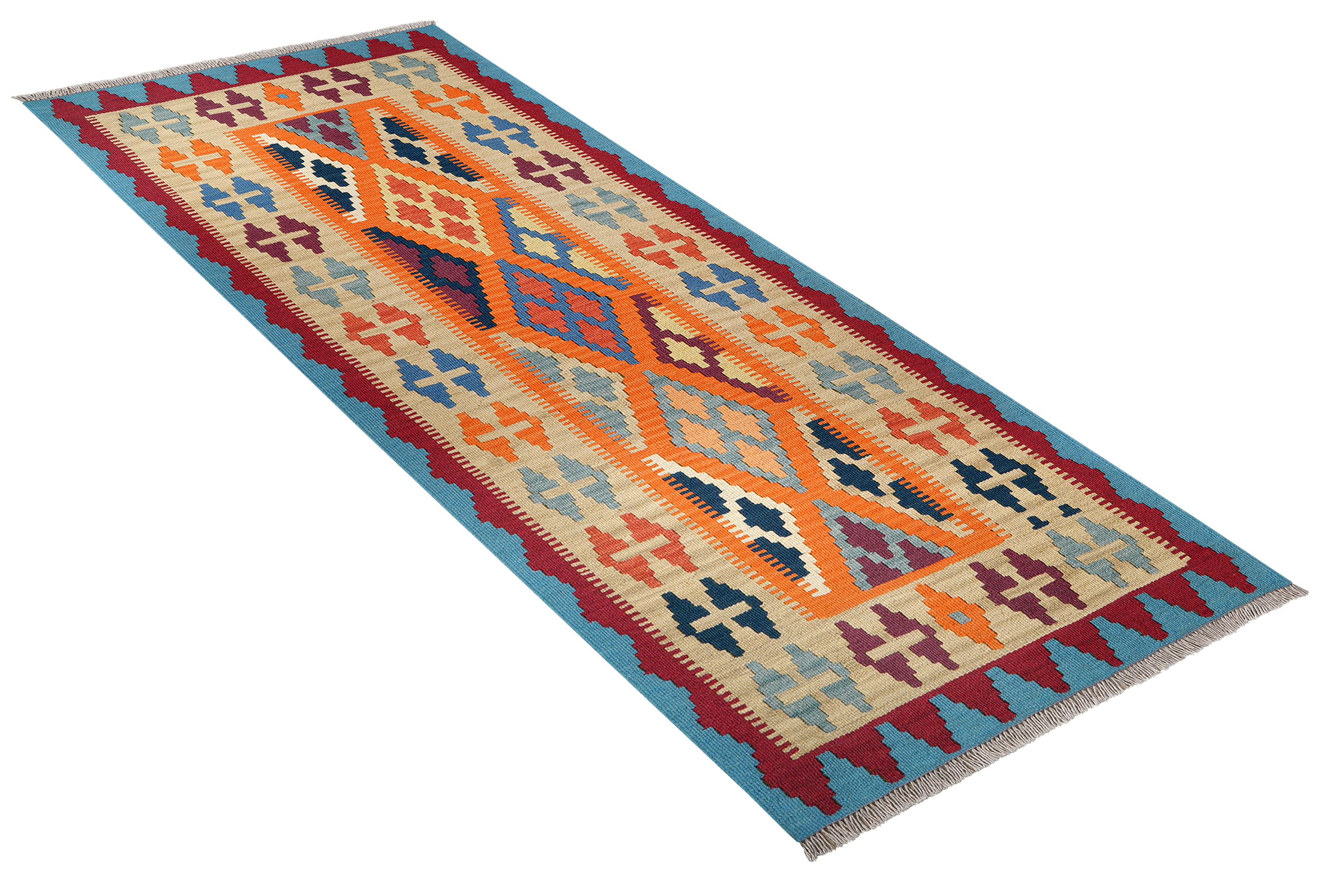 Kelim Gashgai Carpet Wool Orange