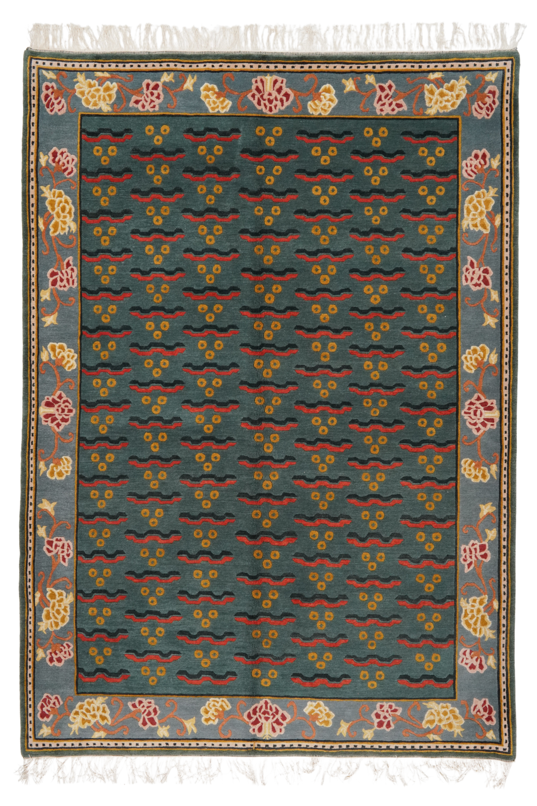 Nepal Uma Teppich Wolle Grün
