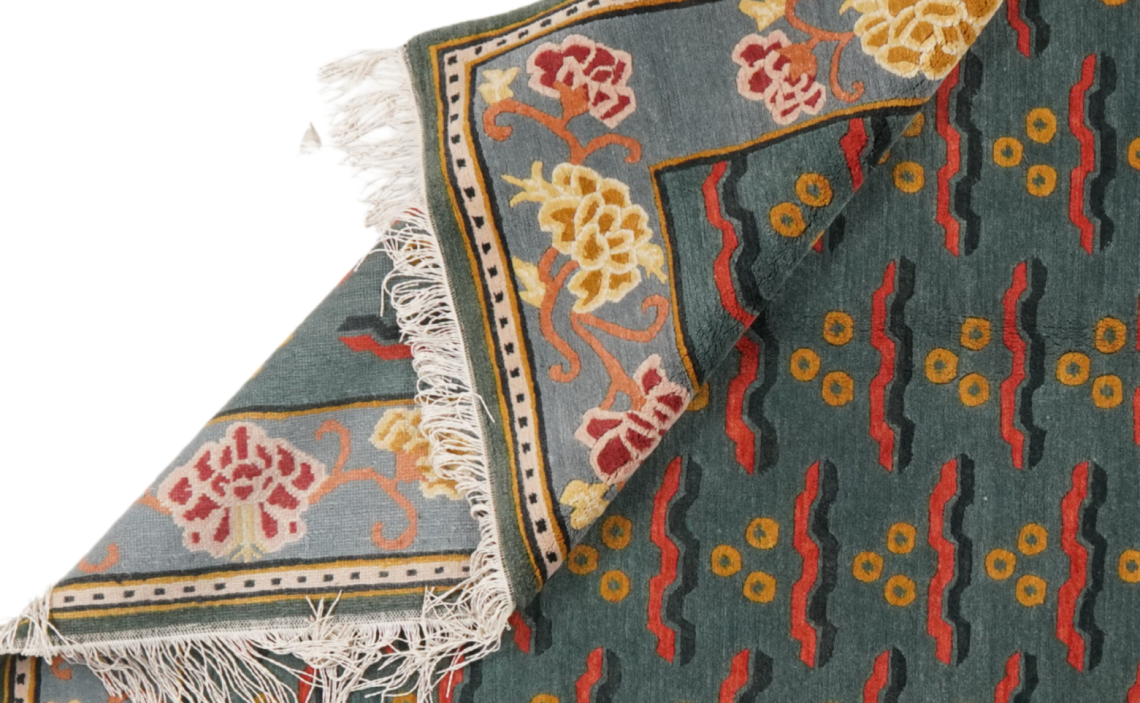 Nepal Uma Teppich Wolle Grün