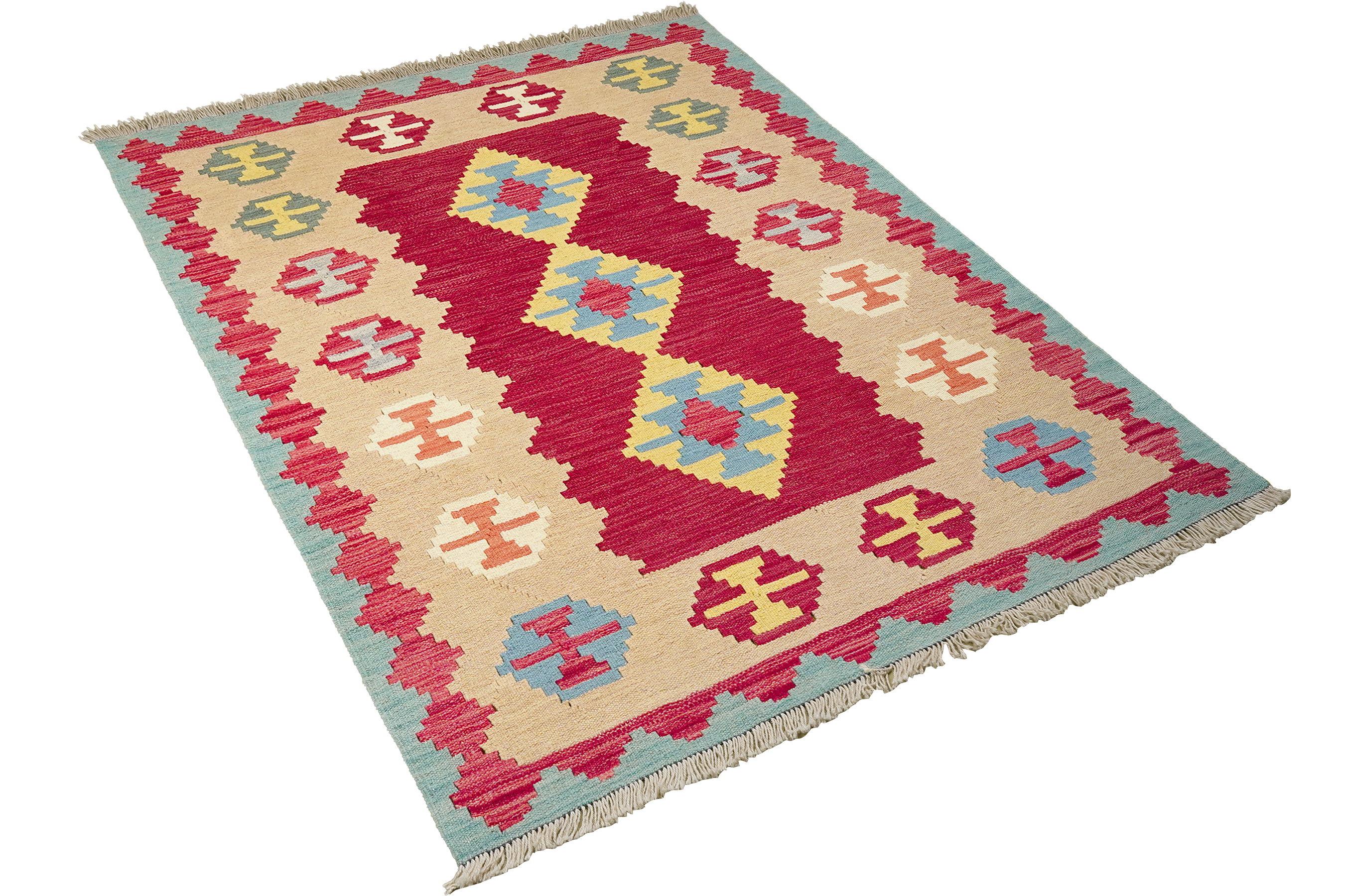 Tappeto Kilim Gashgai Lana Rosso