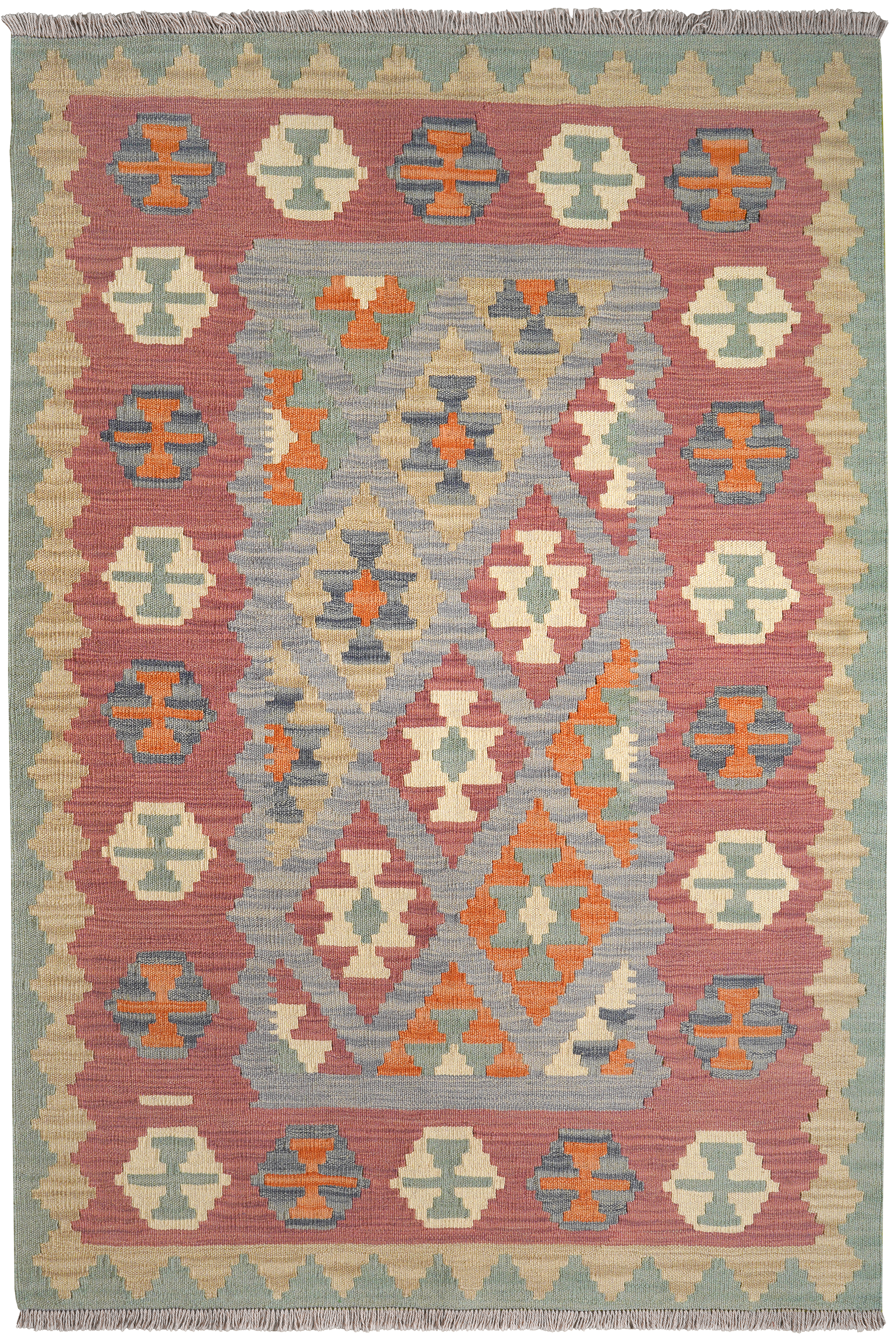 Kelim Gashgai Teppich Wolle Blau