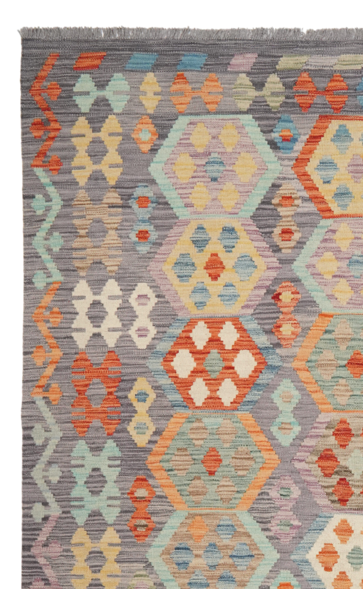 Kelim Rug Wool Grey
