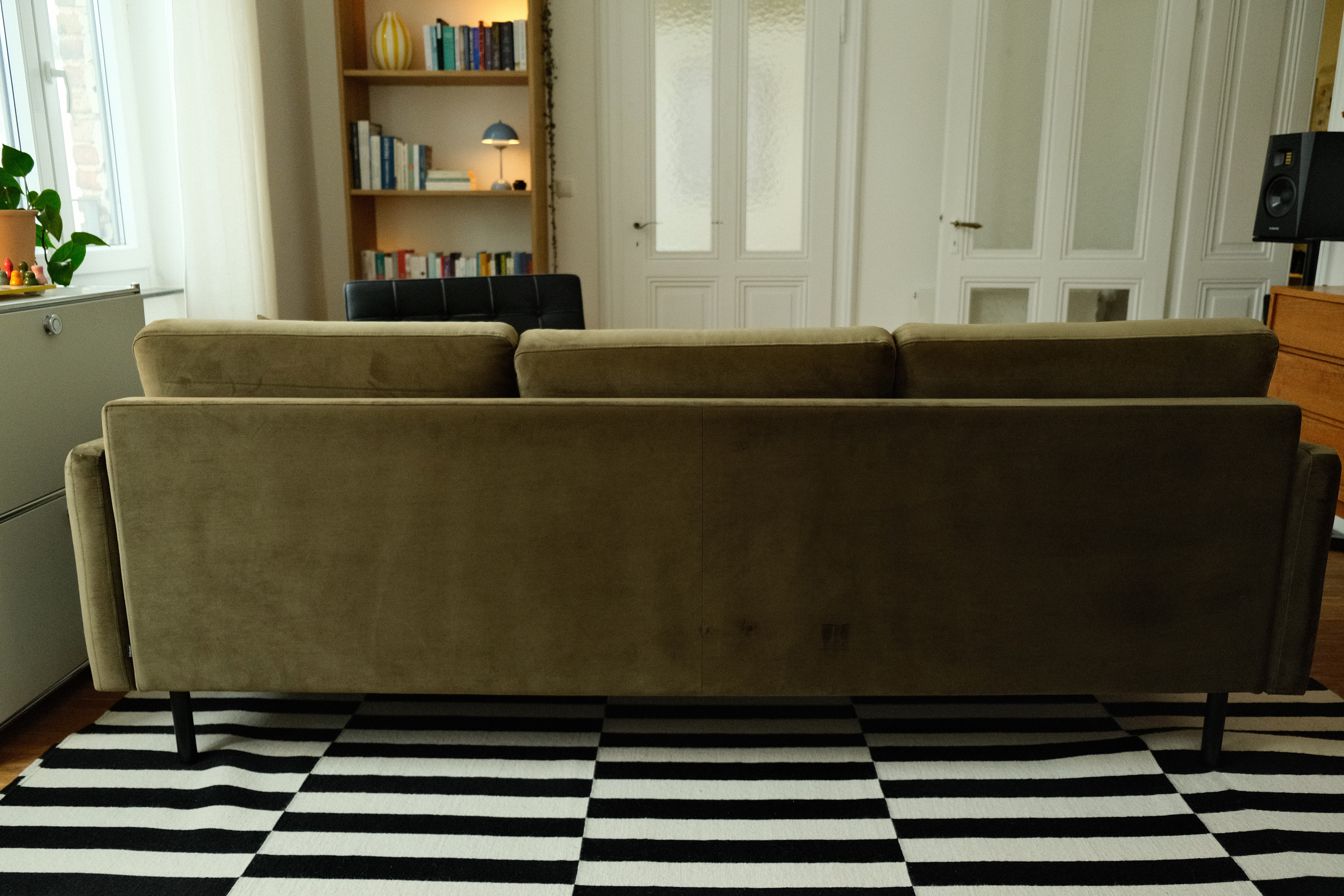 3-seater Scandinavia sofa and ottoman velvet dark green