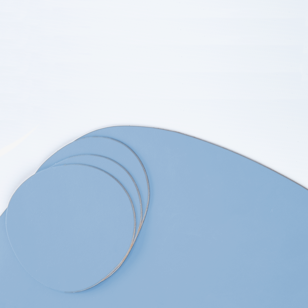 4x Stone Coasters 100% Recycled Leather Light Blue