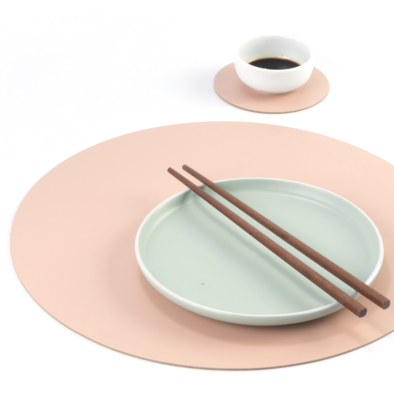 Placemat Round 100% Recycled Leather Pink