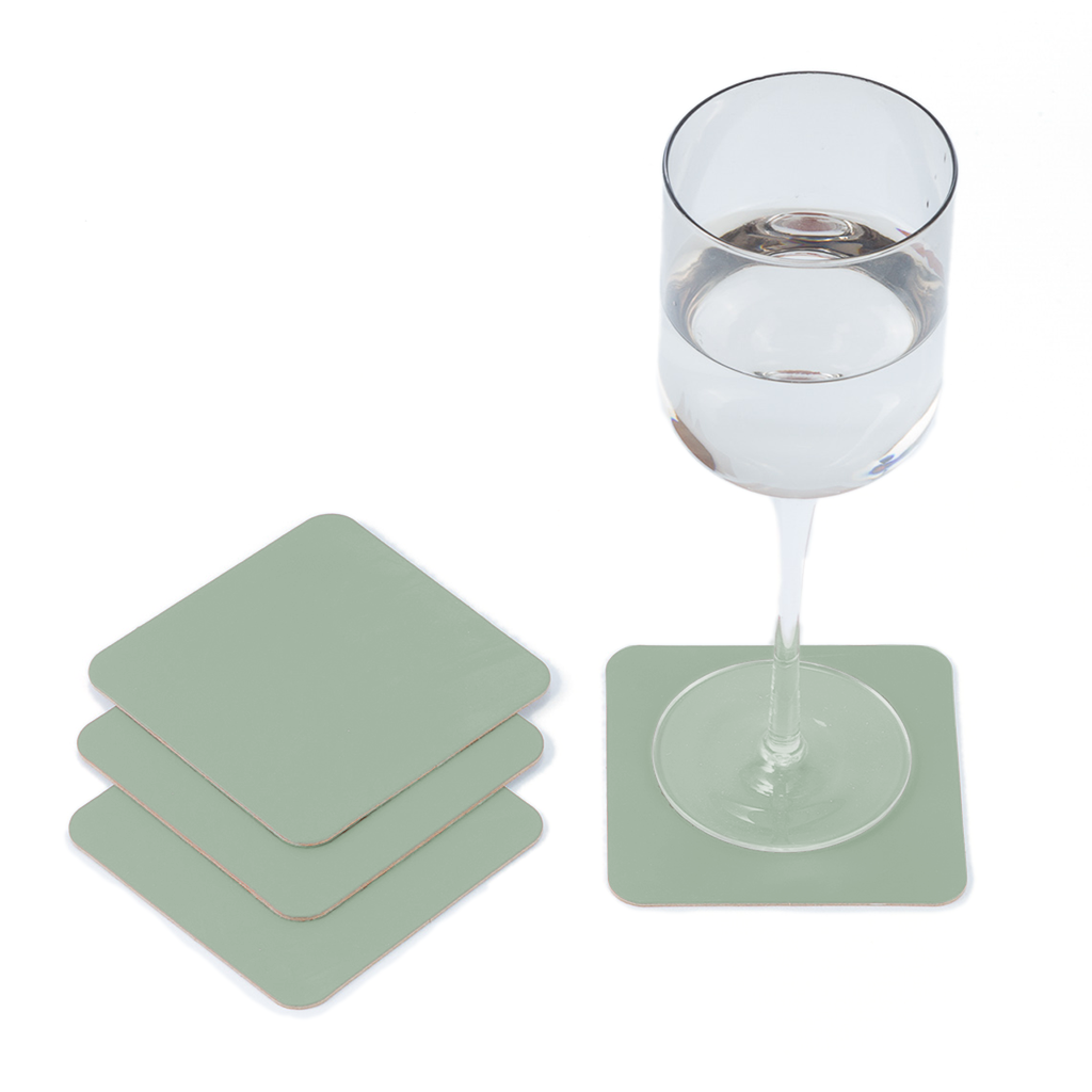4x Coasters Square 100% Recycled Leather Mint
