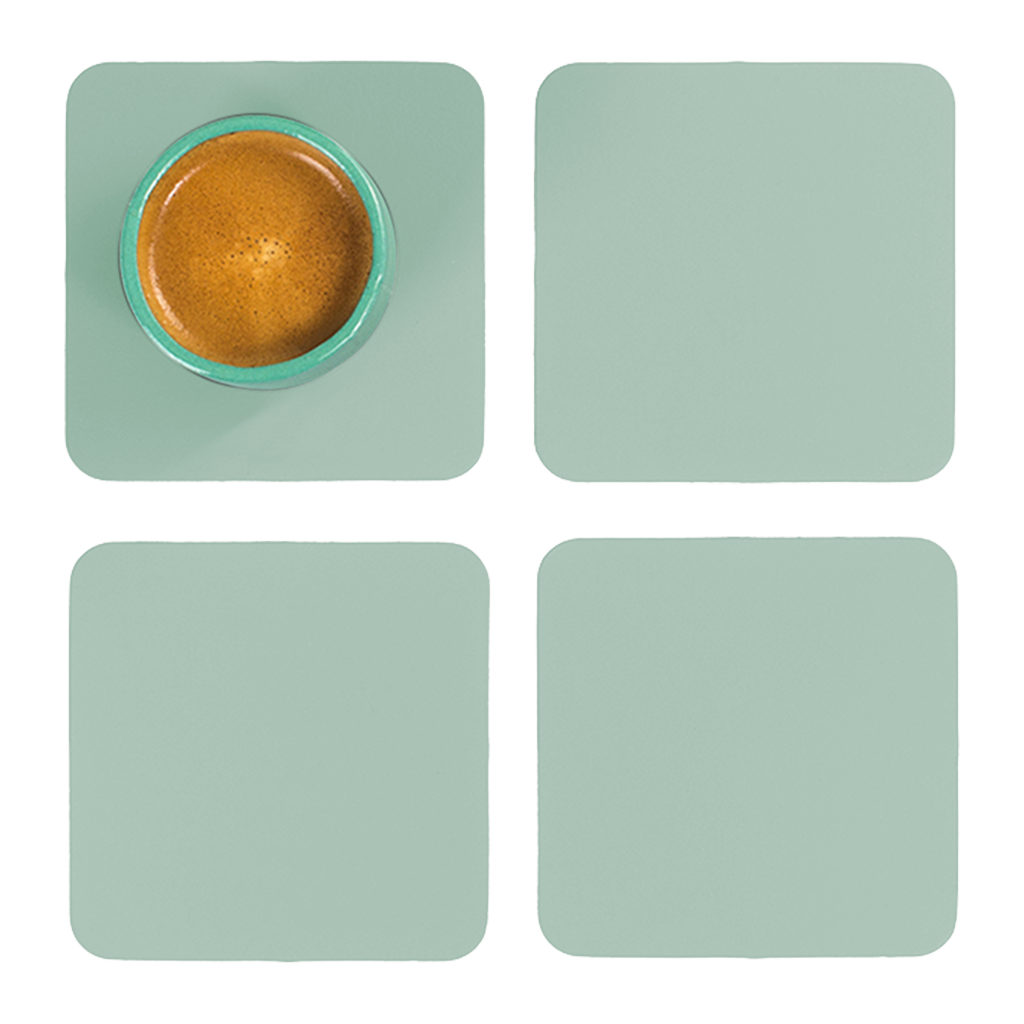4x Coasters Square 100% Recycled Leather Mint