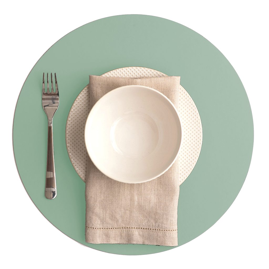 Placemat Round 100% Recycled Leather Mint