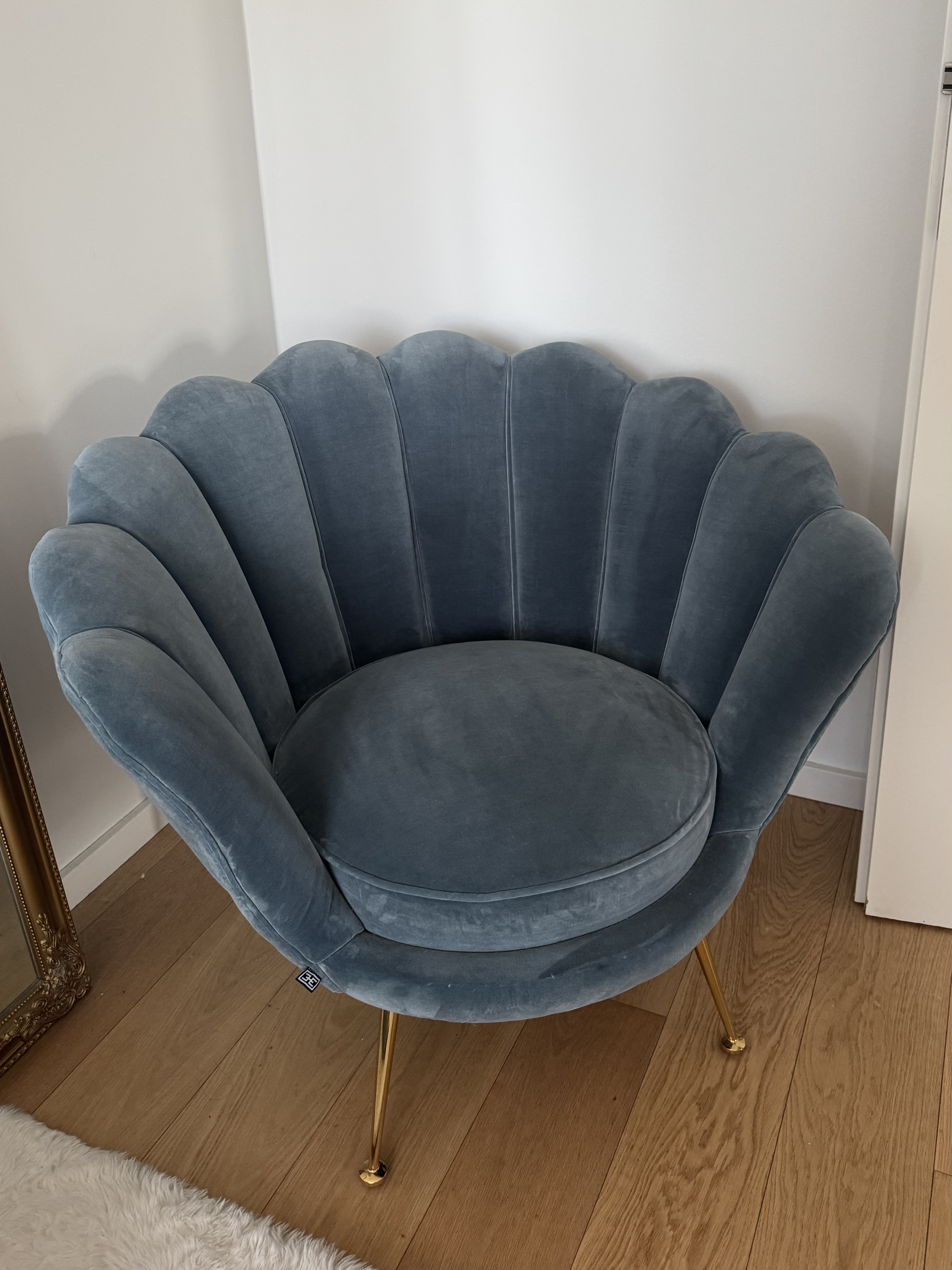 Trapezium Chair Samt Türkis Gold