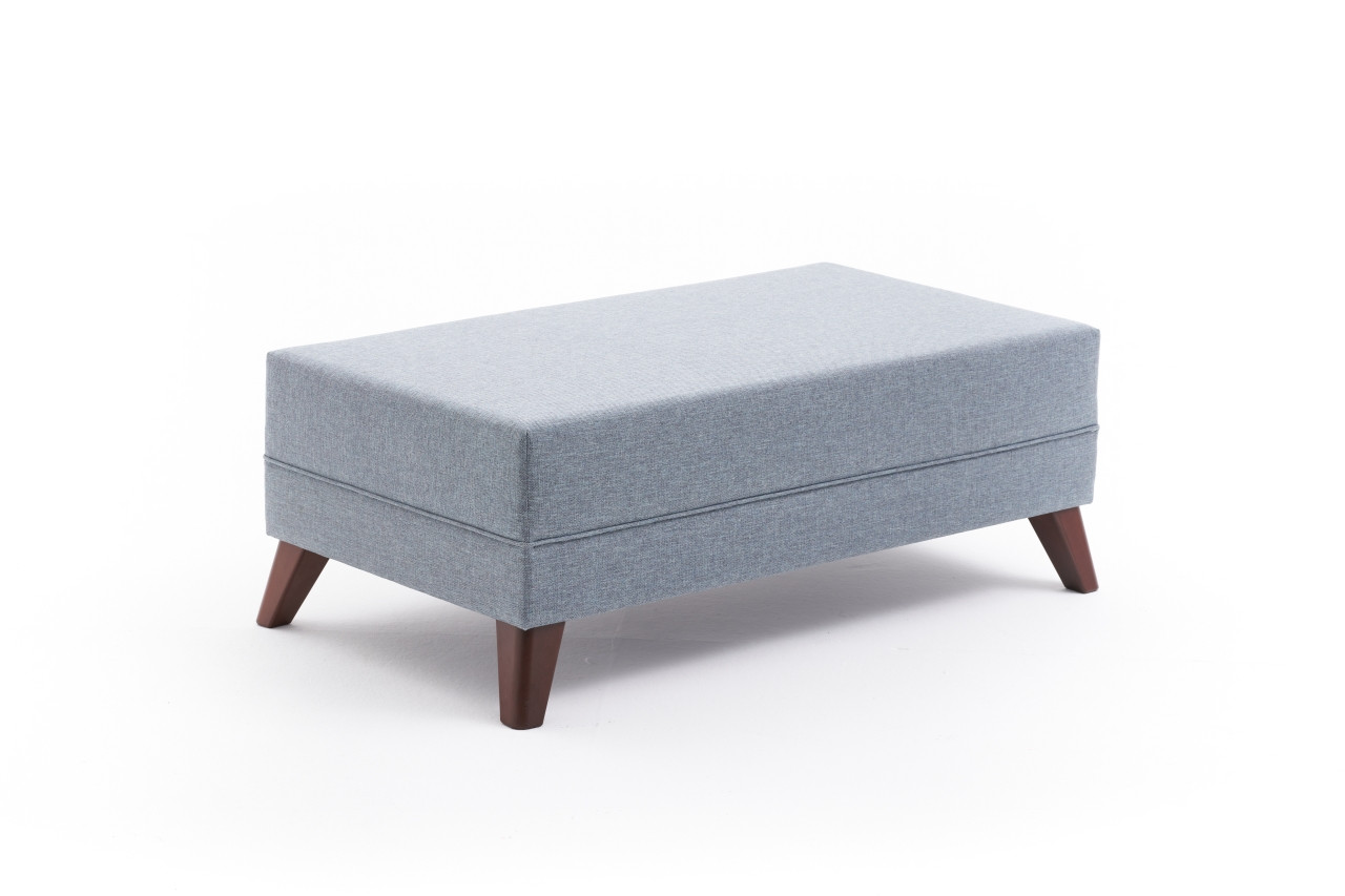 Bella Sofa Récamiere Rechts mit Hocker Blau