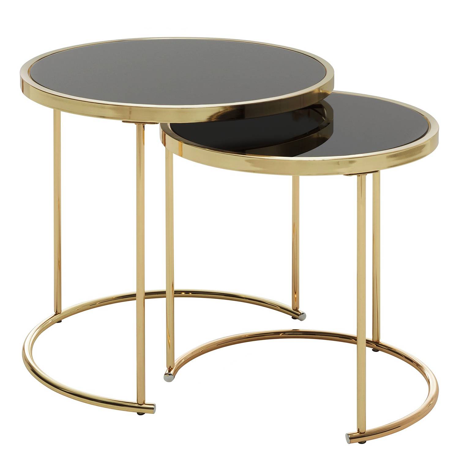 2x Beistelltisch Messery Glas Metall Schwarz Gold