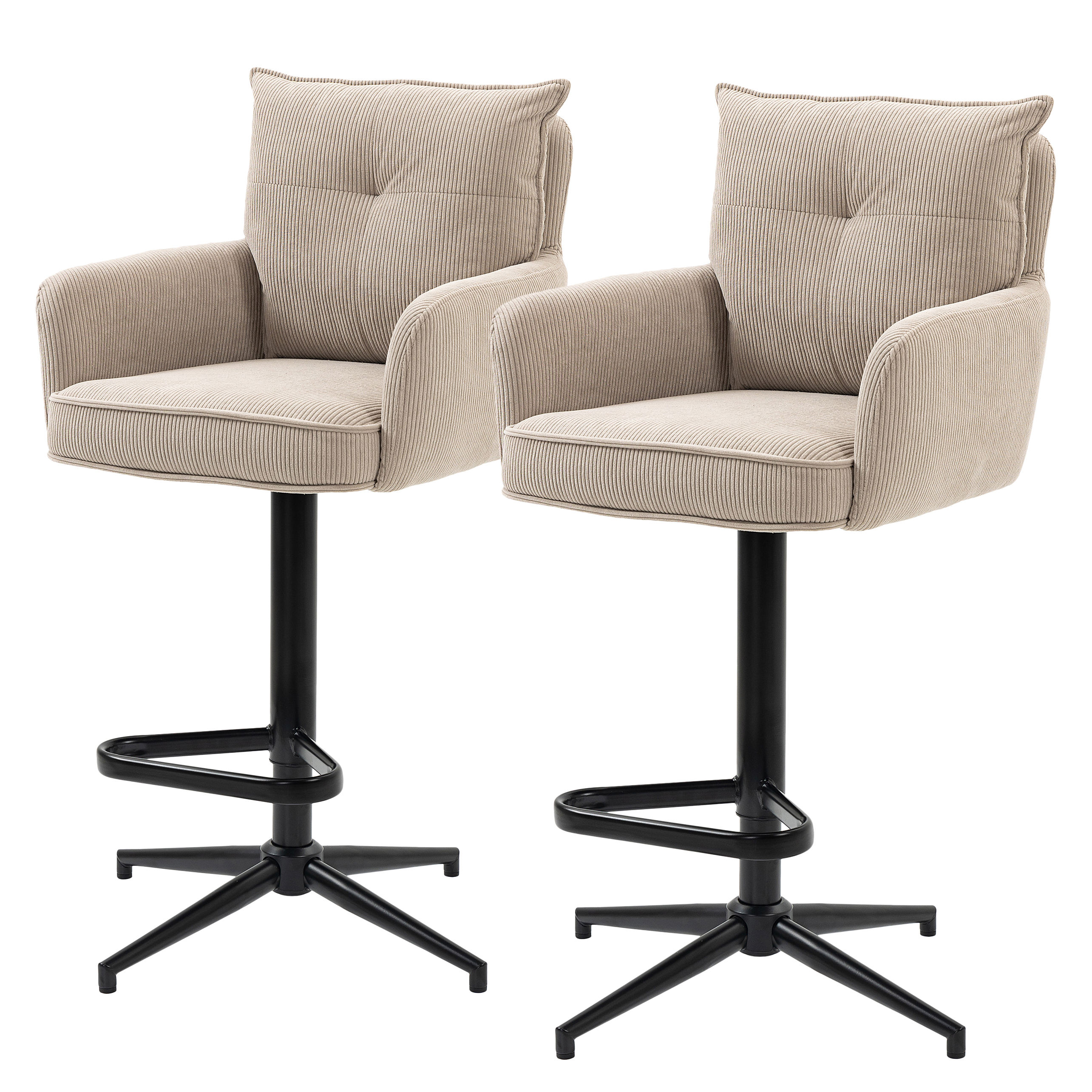 Barstuhl DIDRIP 2er Set Höhenverstellbar Cappuccino