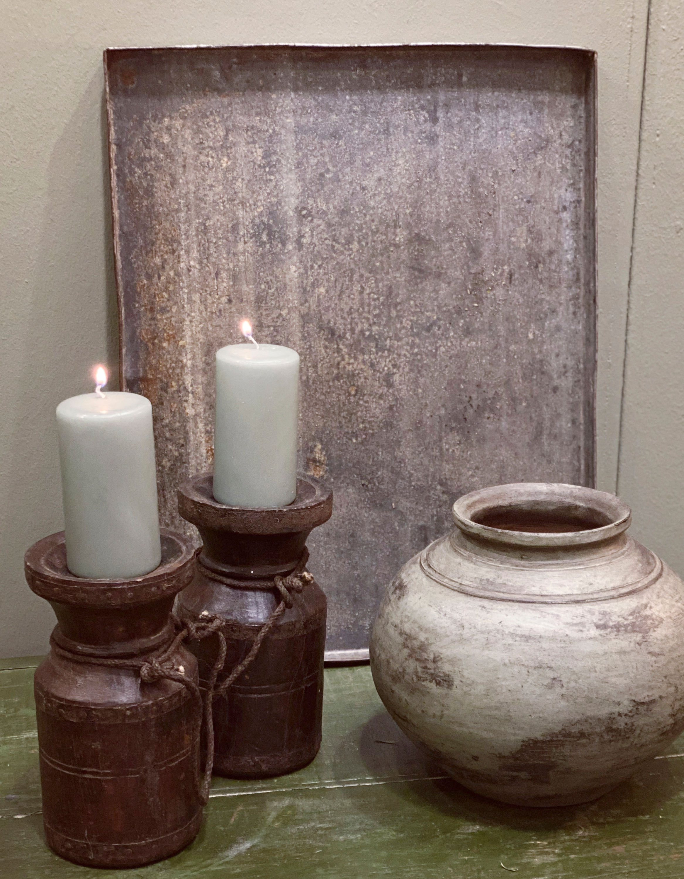 Handmade pot ceramic green