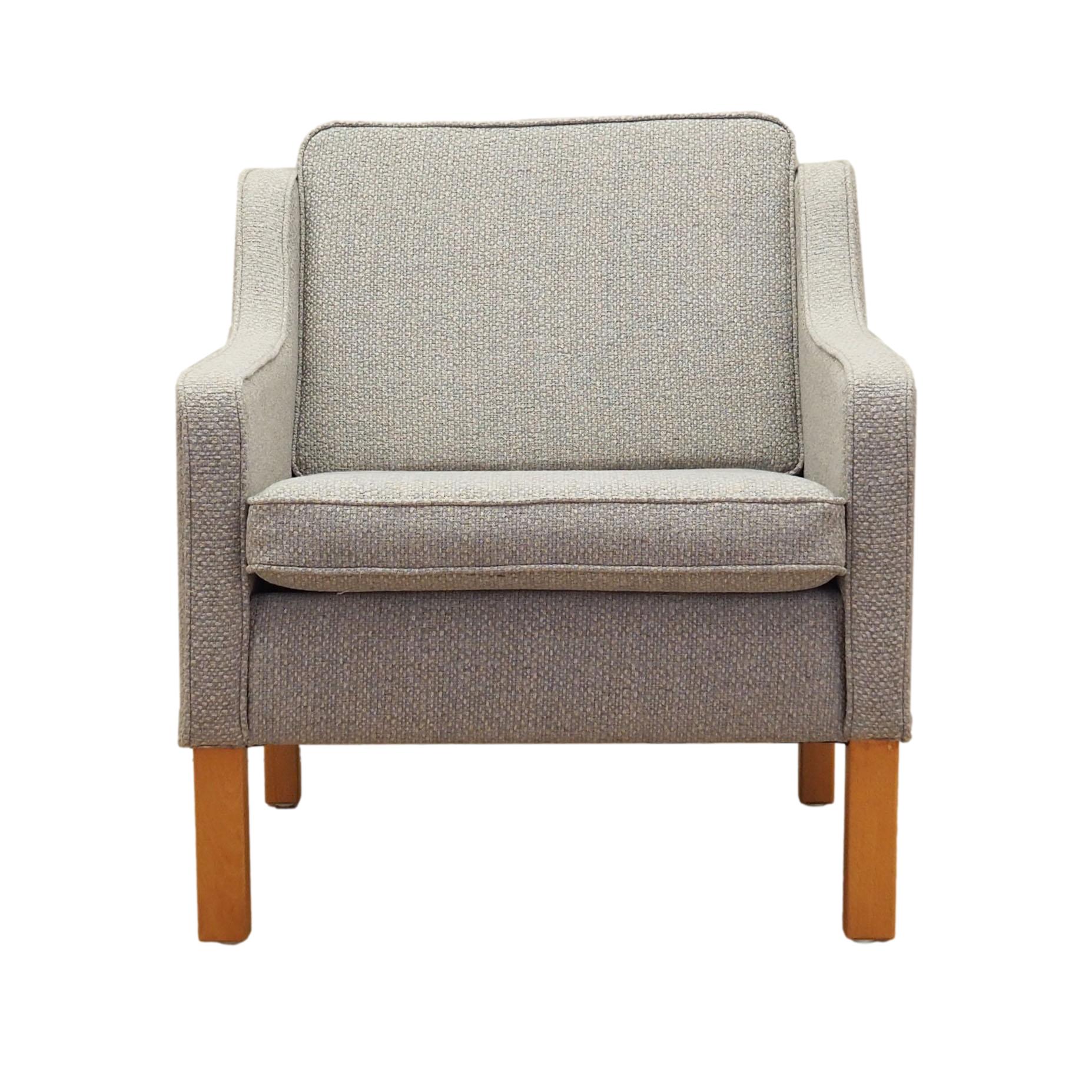 Vintage armchair beech wood textile grey 1970s