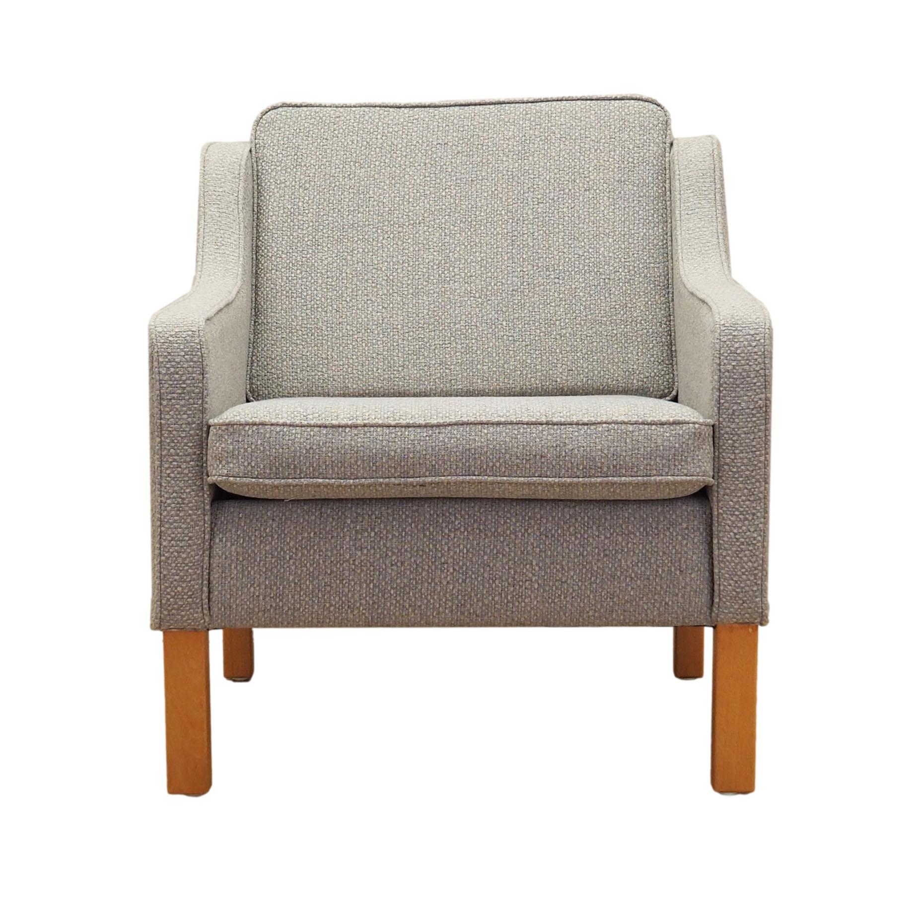 Vintage Sessel Buchenholz Textil Grau 1970er Jahre