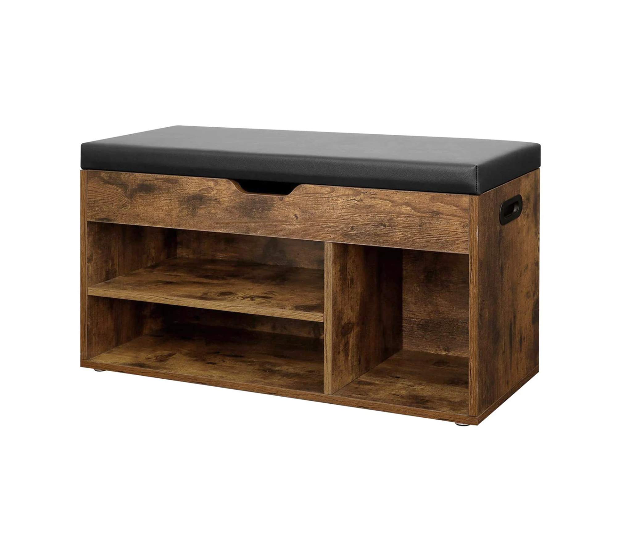 Garderobenbank Holz Kunstleder Schwarz Braun