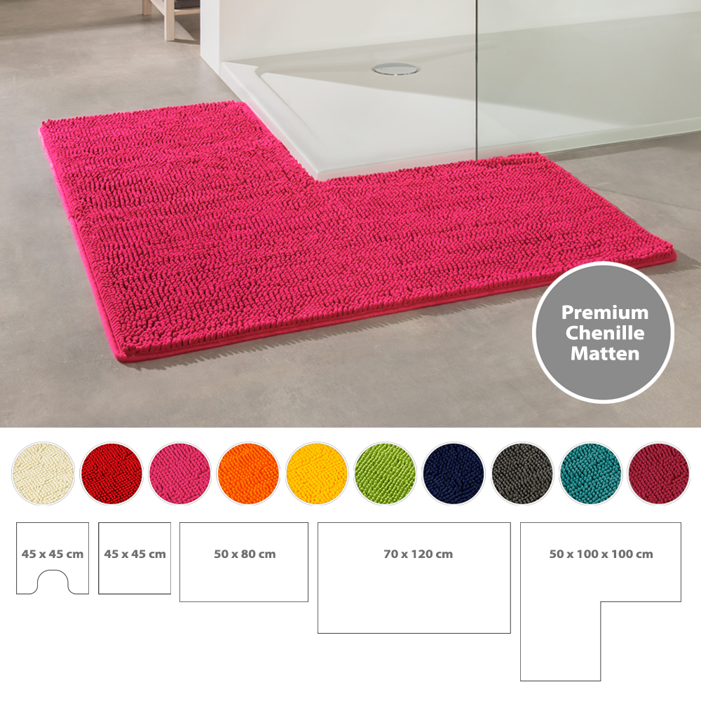 Mikrofaser Eckbadematte Fuchsia Öko-Tex Standard 100