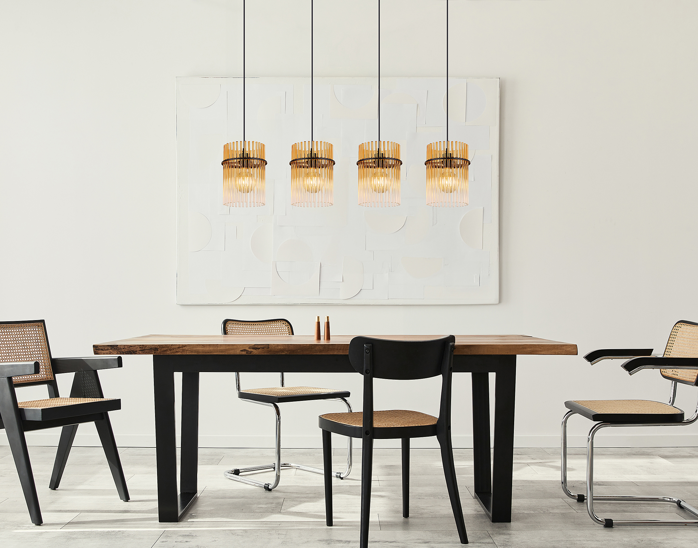 Gorley Typ C Pendelleuchte Farbglas Eisen 4-flammig