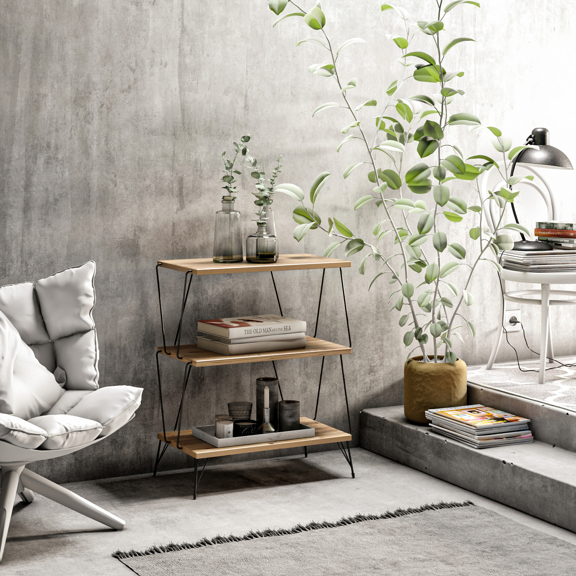 Lazandos side table wood veneer