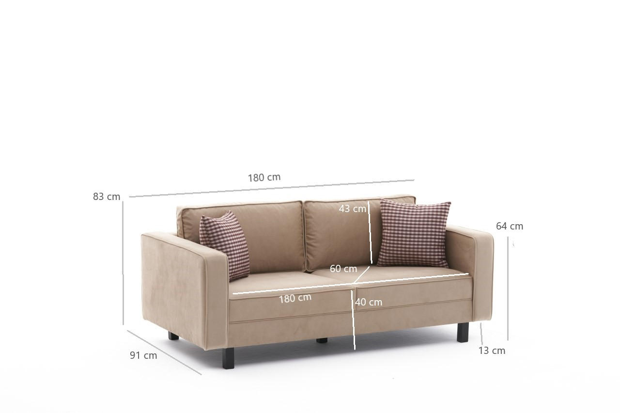 Kale Sofa 2-Sitzer Samt Creme