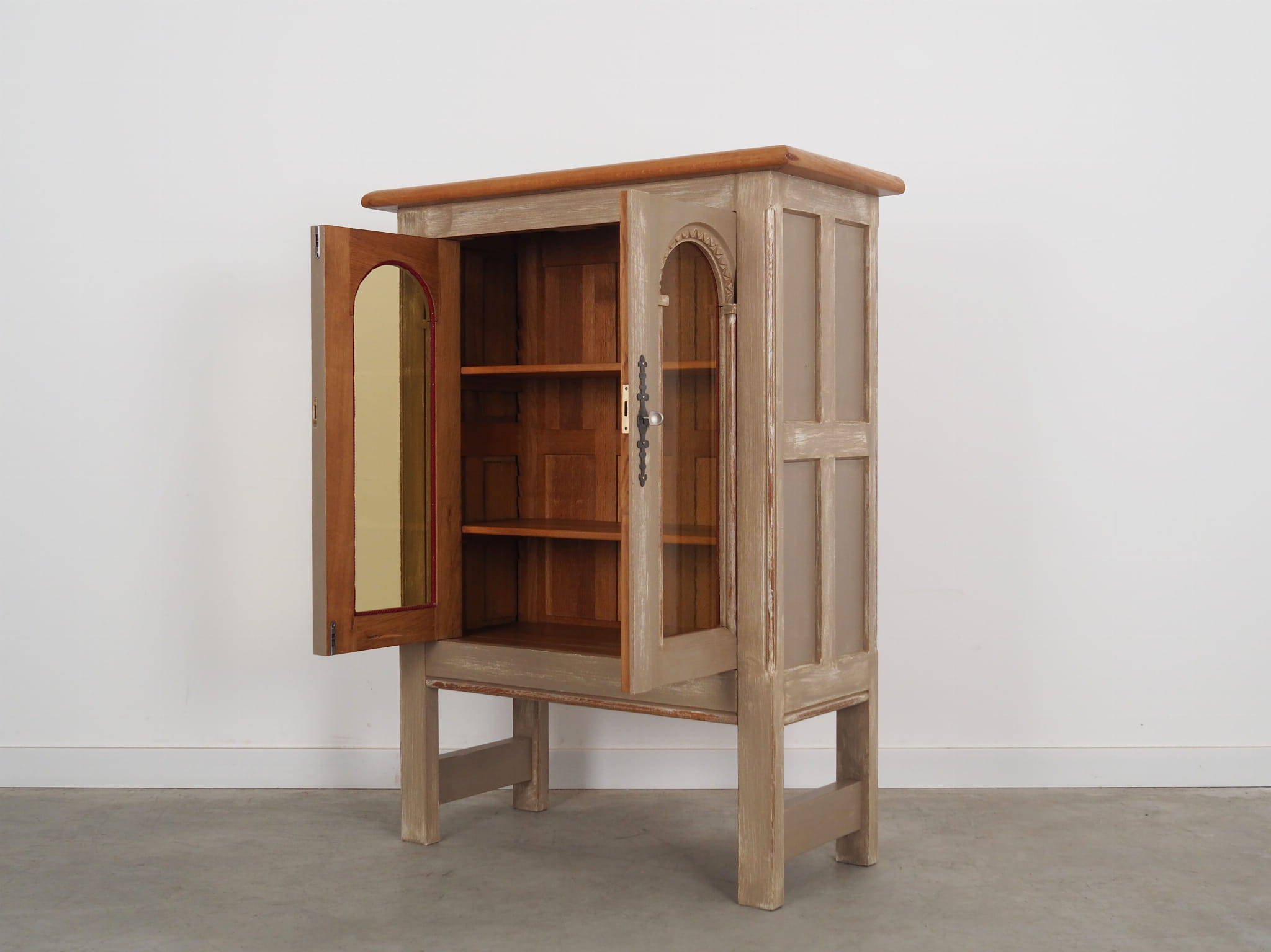 Vintage Display Cabinet Wood Grey 1960s 