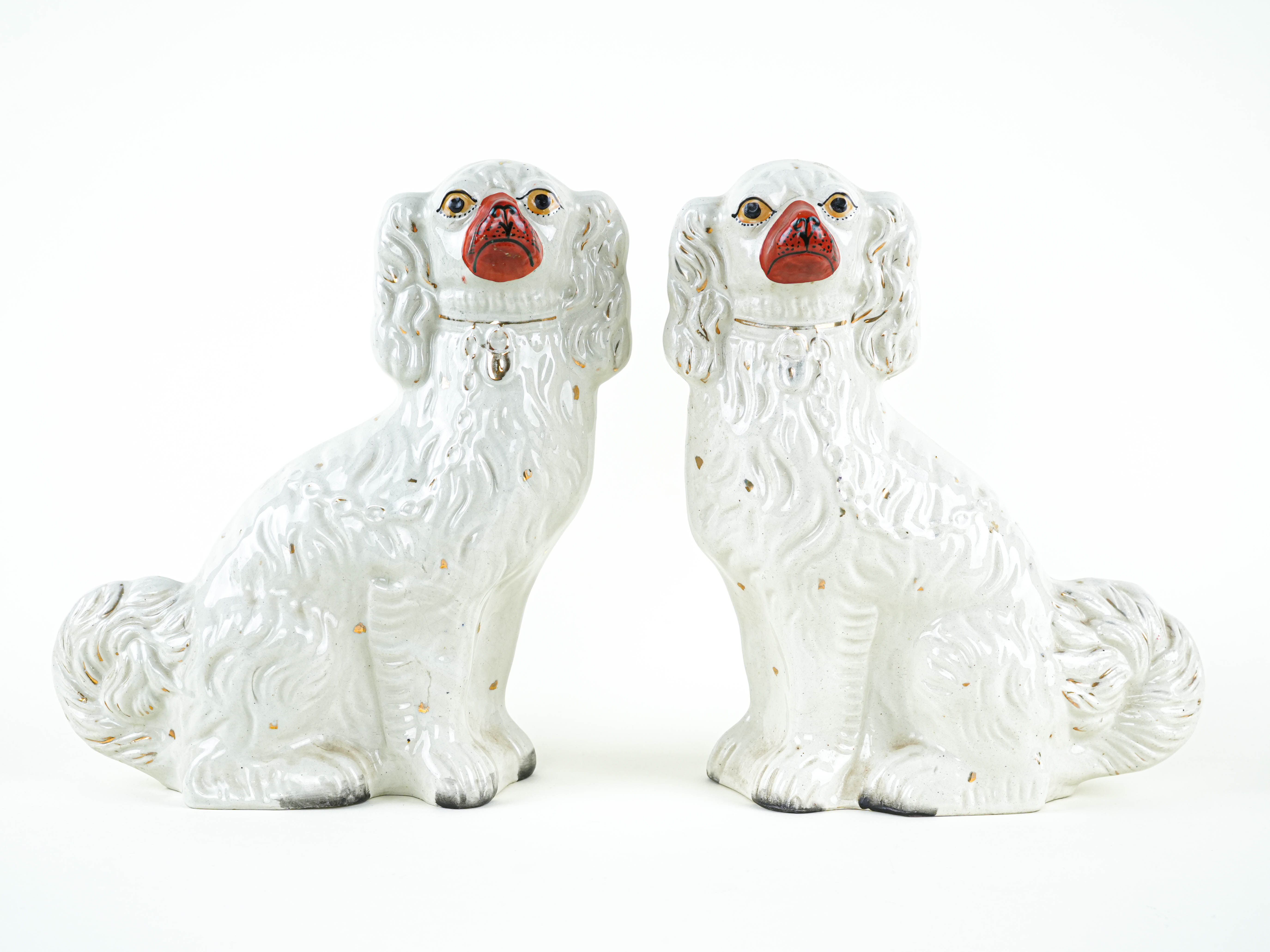 Spaniel-Figuren Keramik Weiß