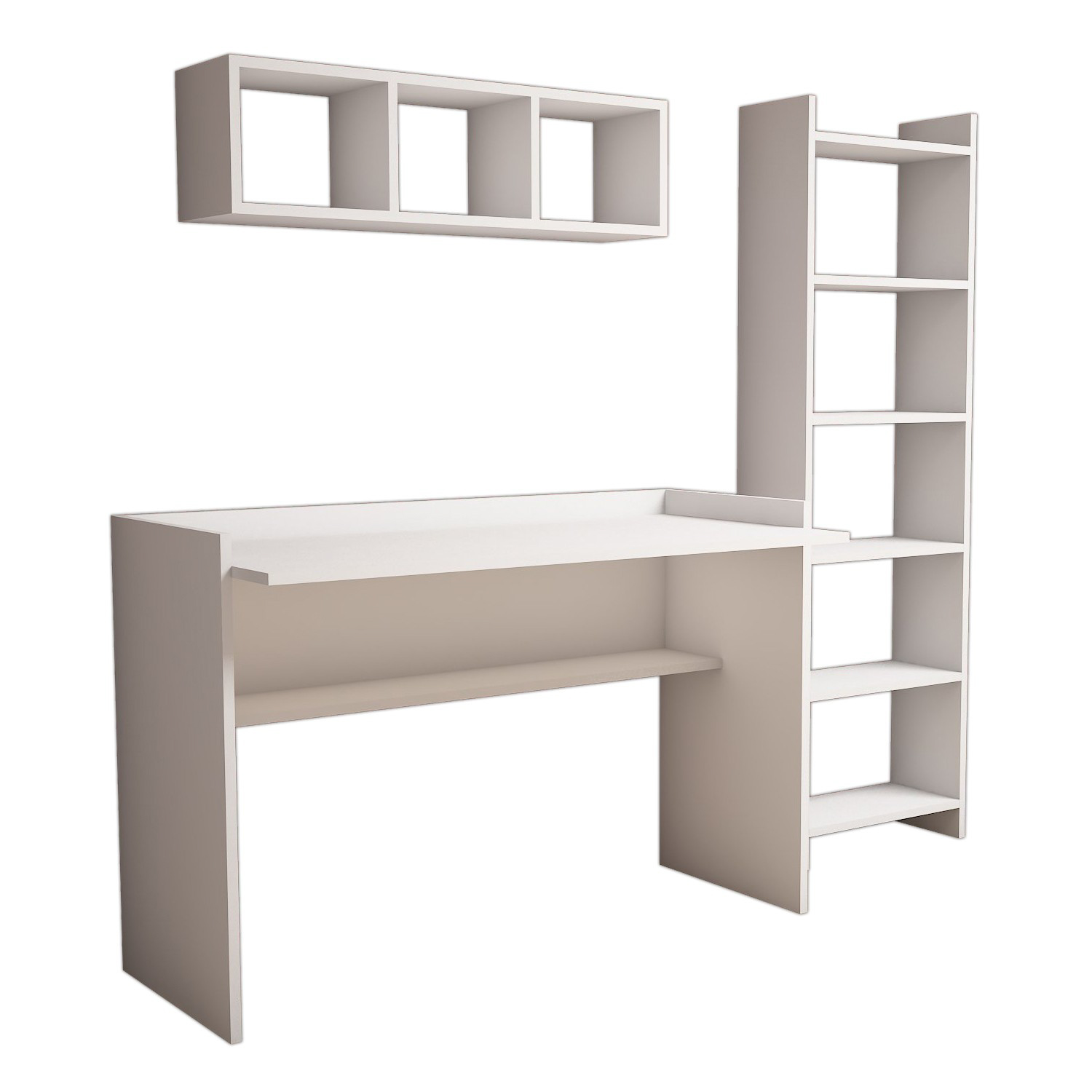 Hera Desk & Bookshelf Wood Veneer White