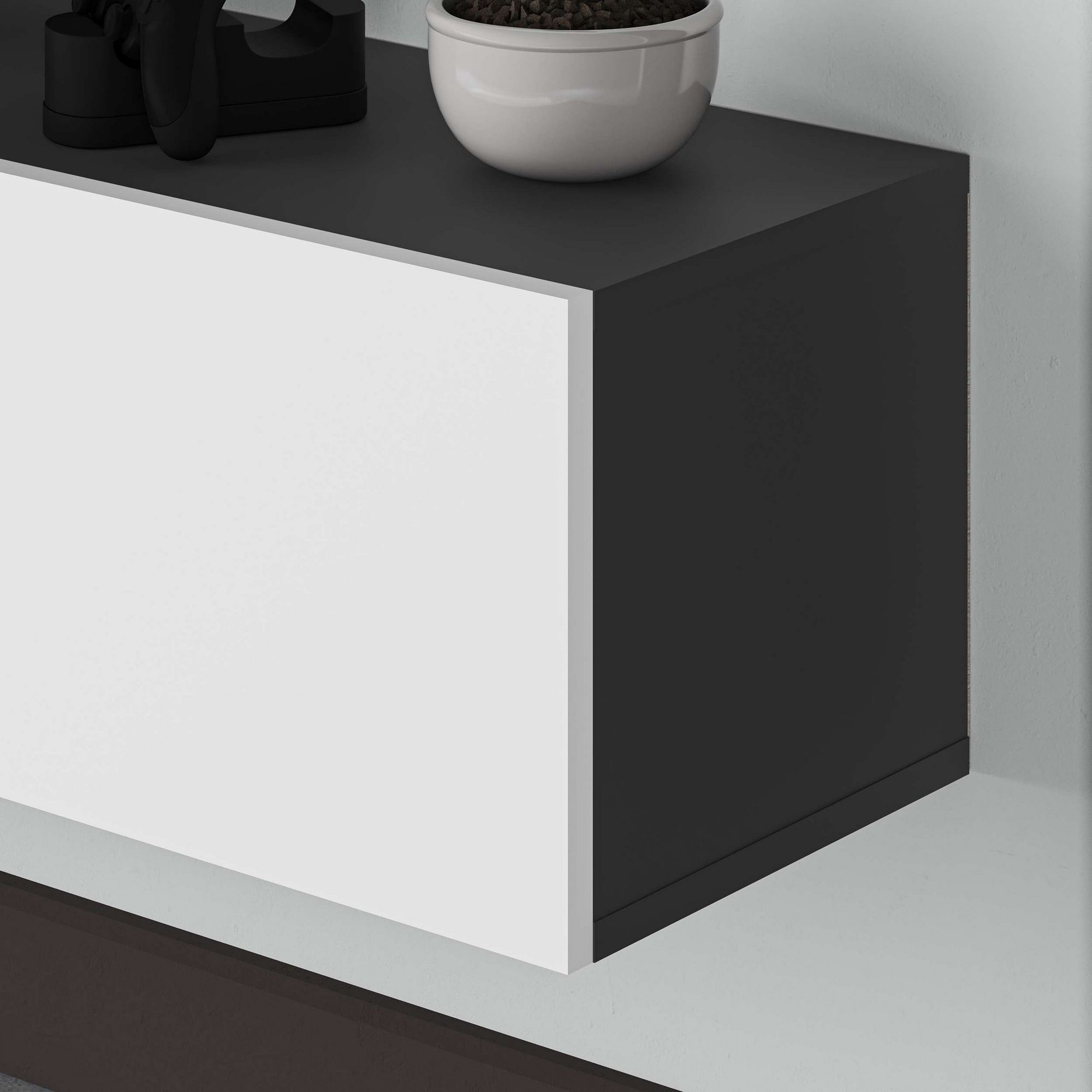 Francy Lowboard Wood veneer Anthracite White