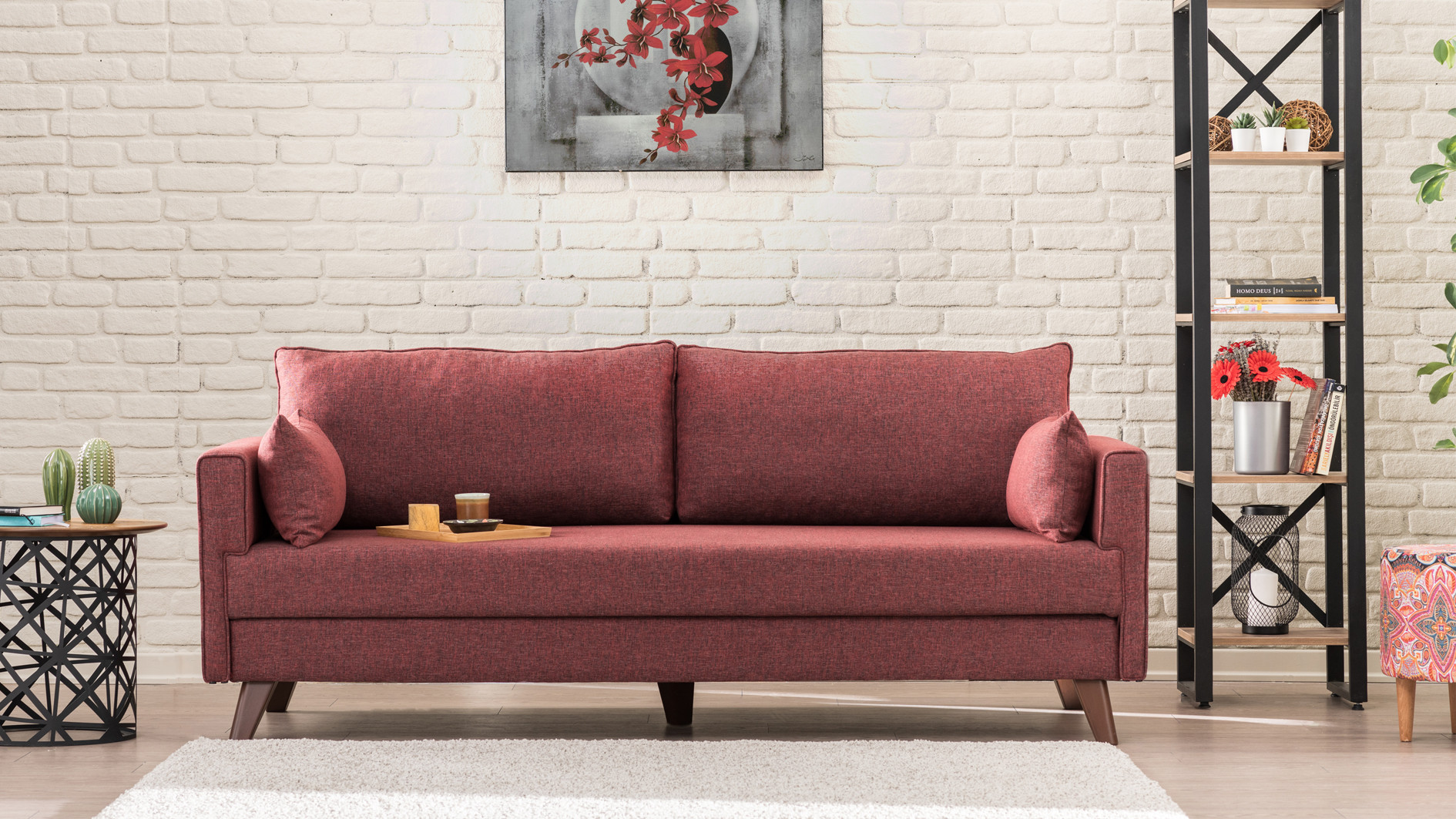 Bella Sofa 3-Sitzer Rot