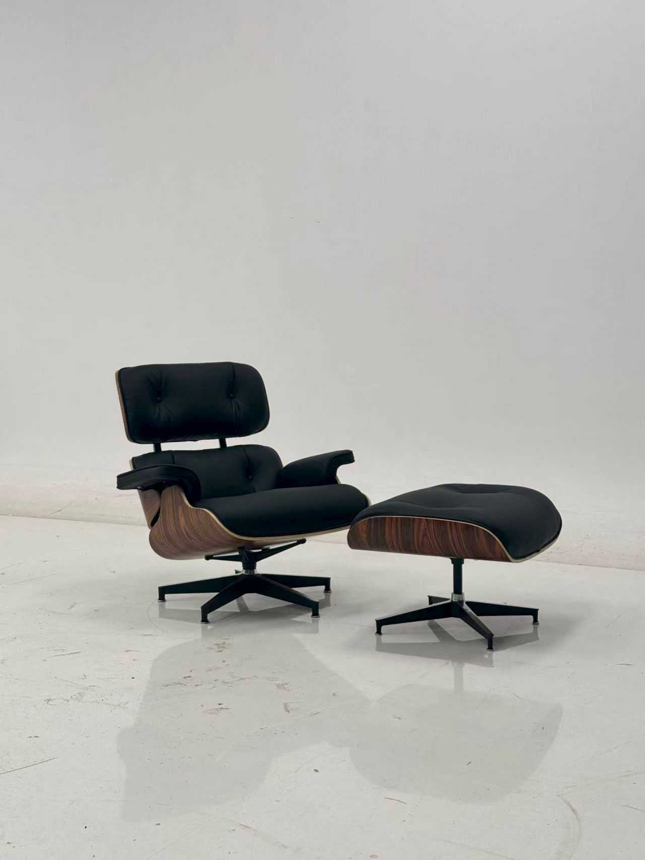 Eames Lounge Chair &amp; Ottoman Leder Holz Schwarz Braun