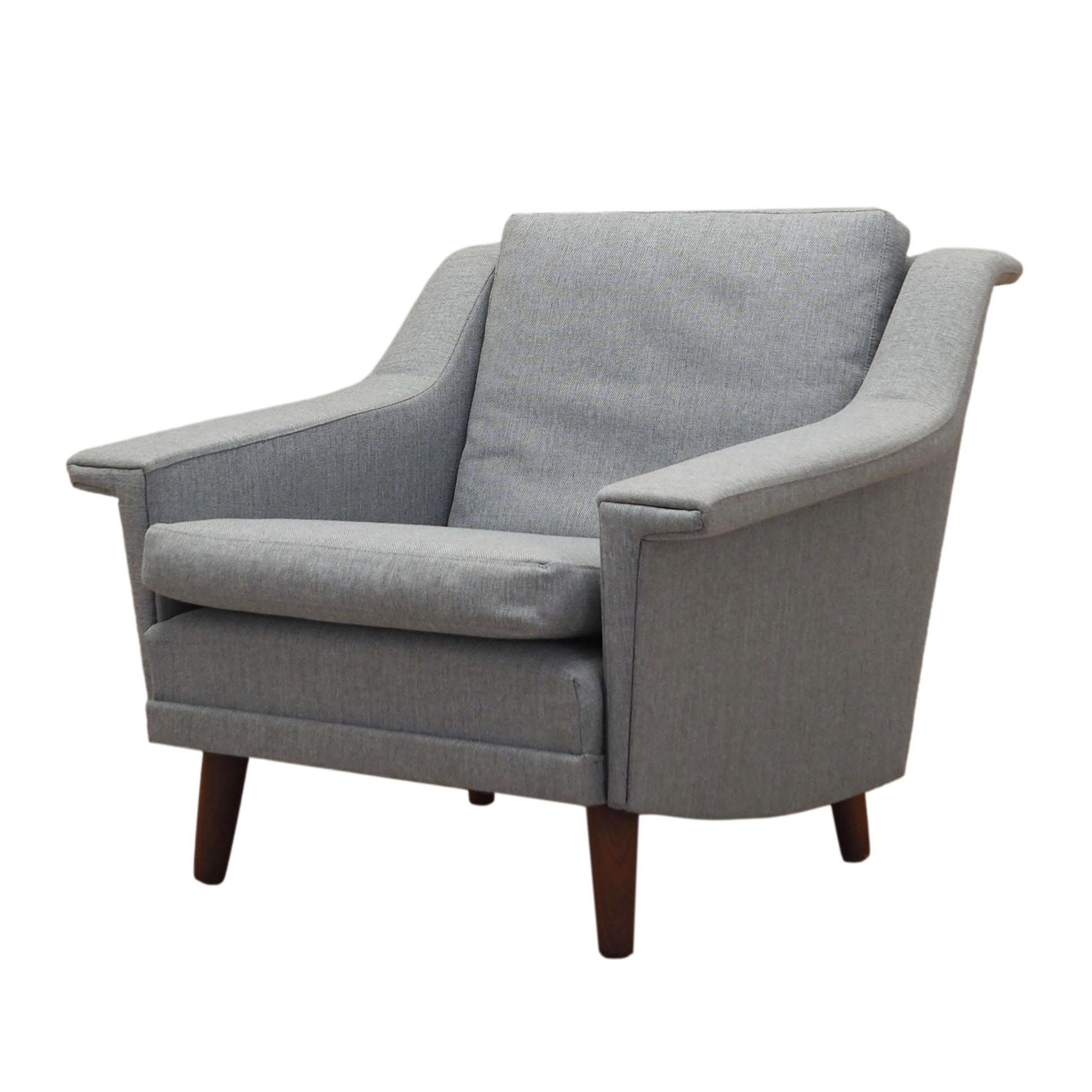 Poltrona Tessuto Legno Grigio Anni '60