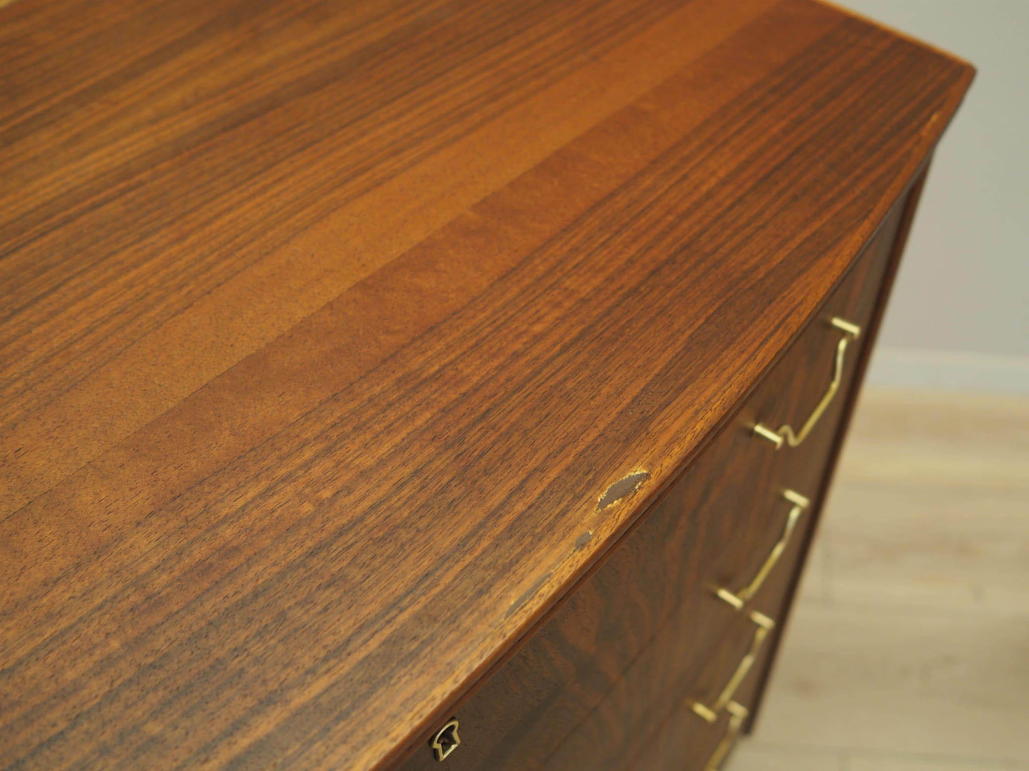 Vintage chest of drawers walnut wood brown 1970s