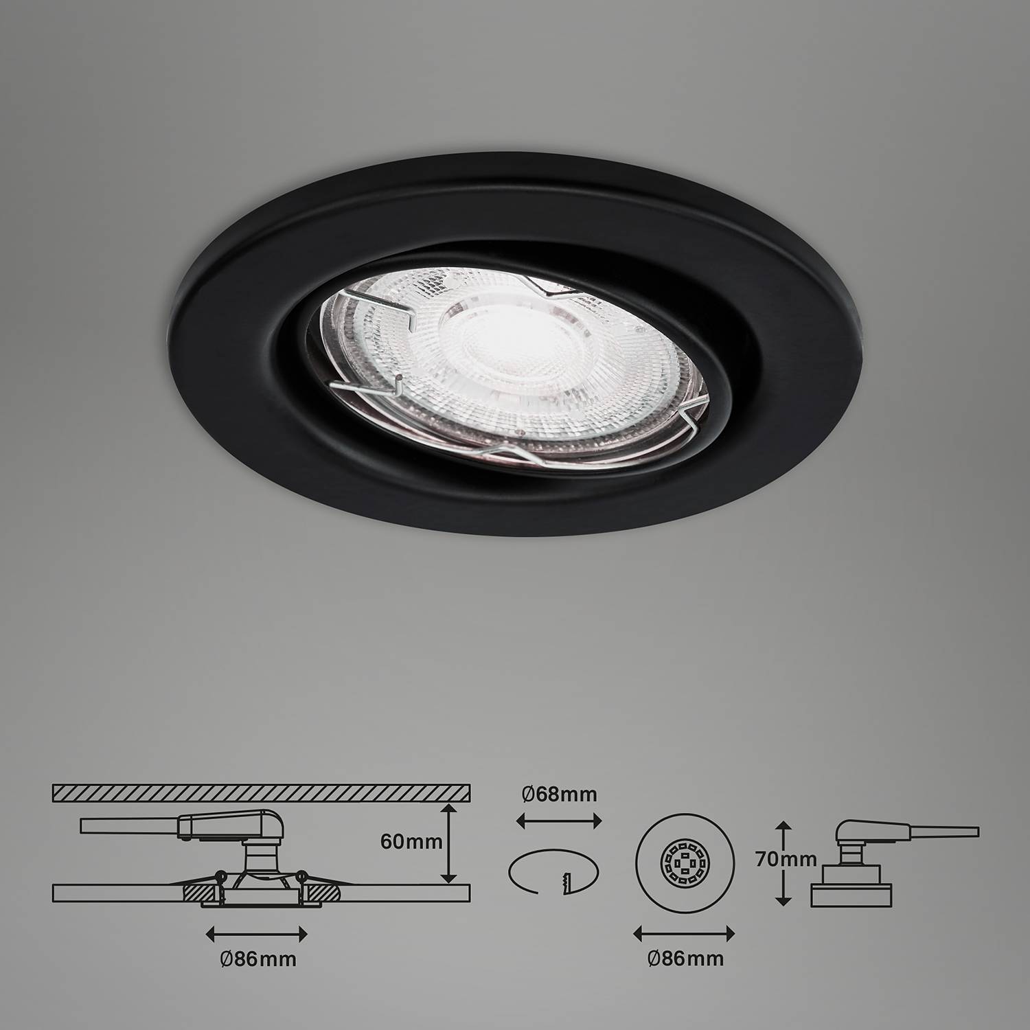 LED-Einbauleuchte Sten V Eisen Schwarz