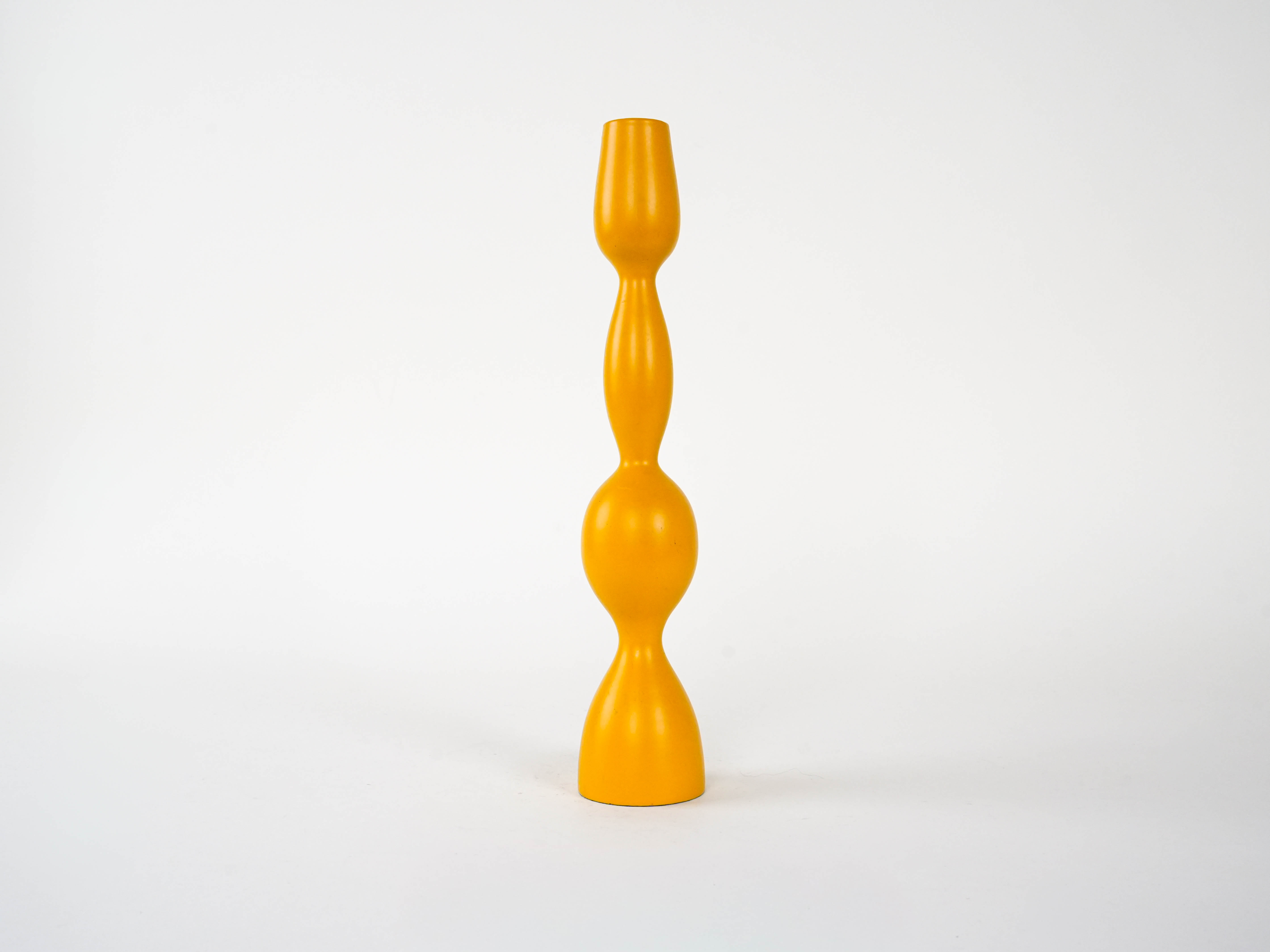 Candlestick 1970s Mustard Yellow