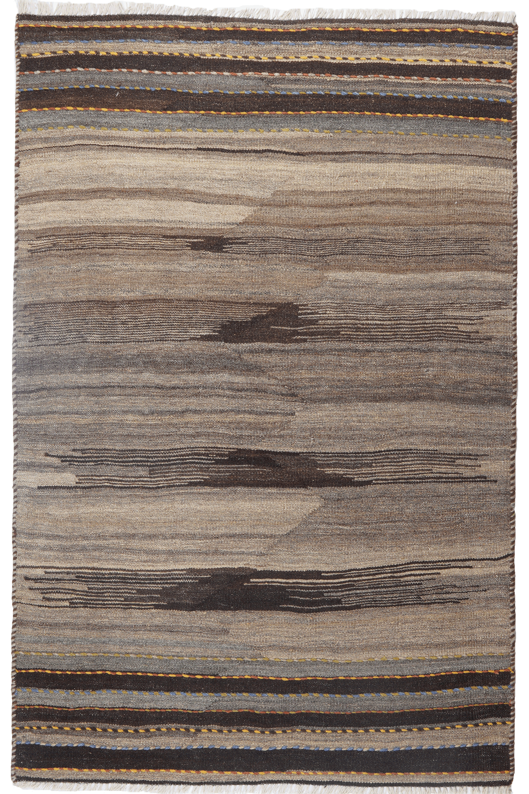 Kilim Gashgai Teppich Wolle Grau