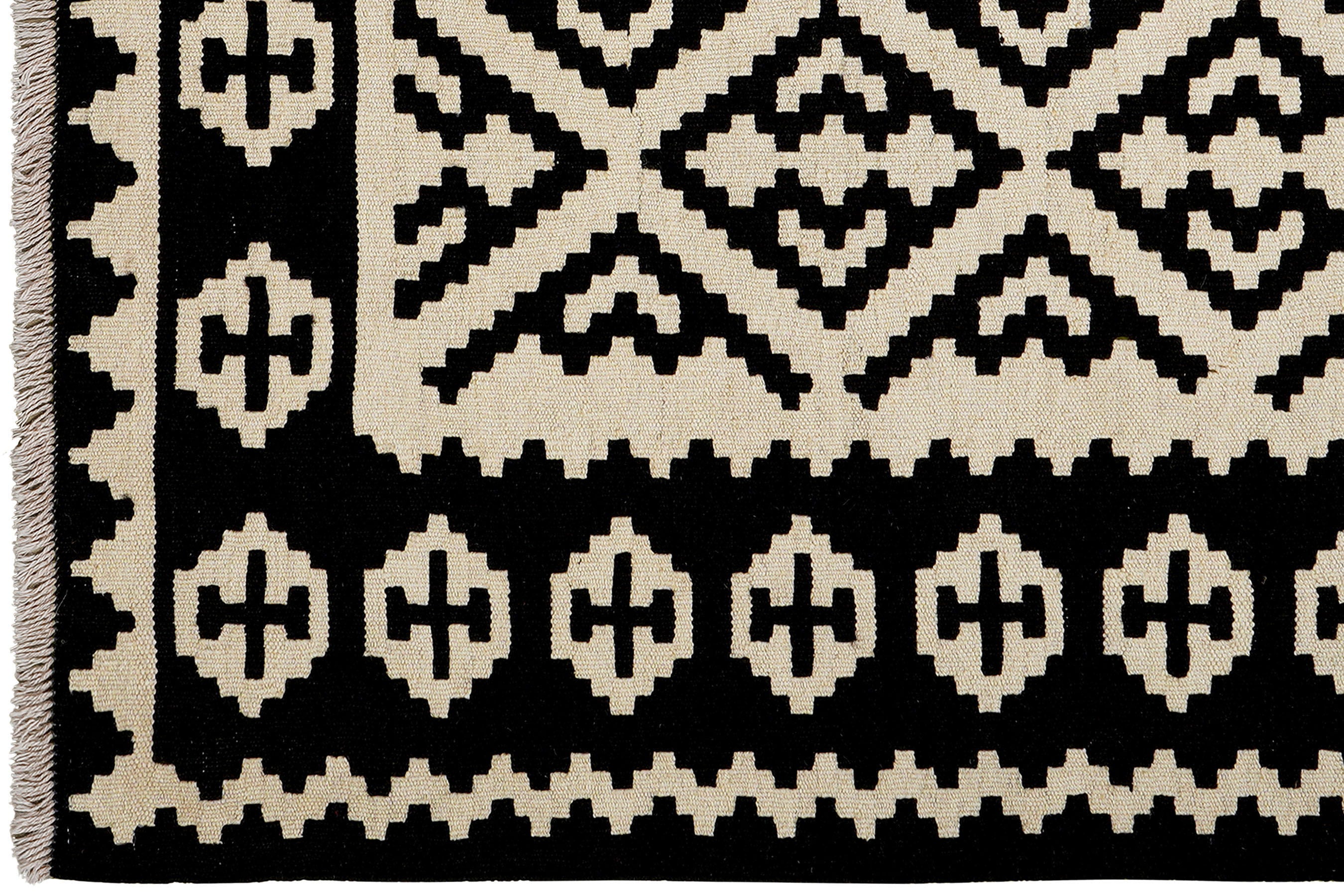 Kilim Gashgai Teppich Schwarz