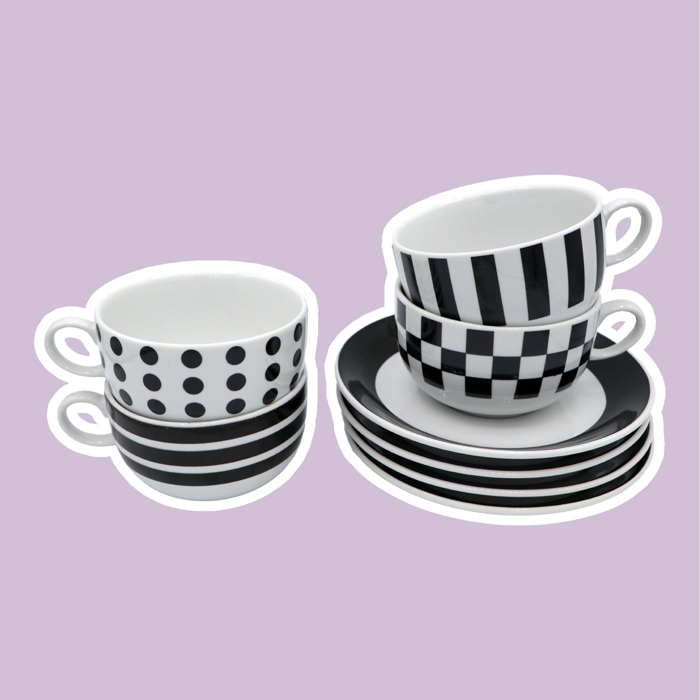 4x Vintage Eduscho Kaffeetasse mit Untertasse 1980er Jahre