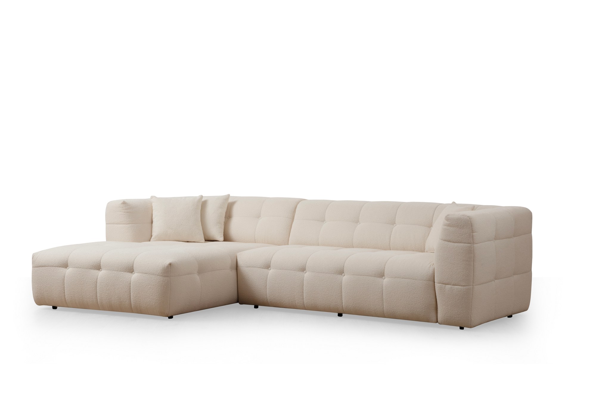 Sofa Récamiere Links Polyester Holz Beige