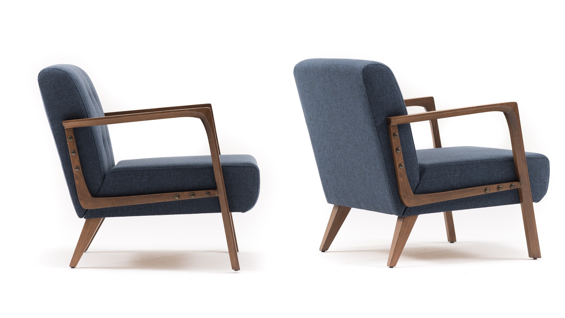 Kemer Sessel Holzfurnier Blau