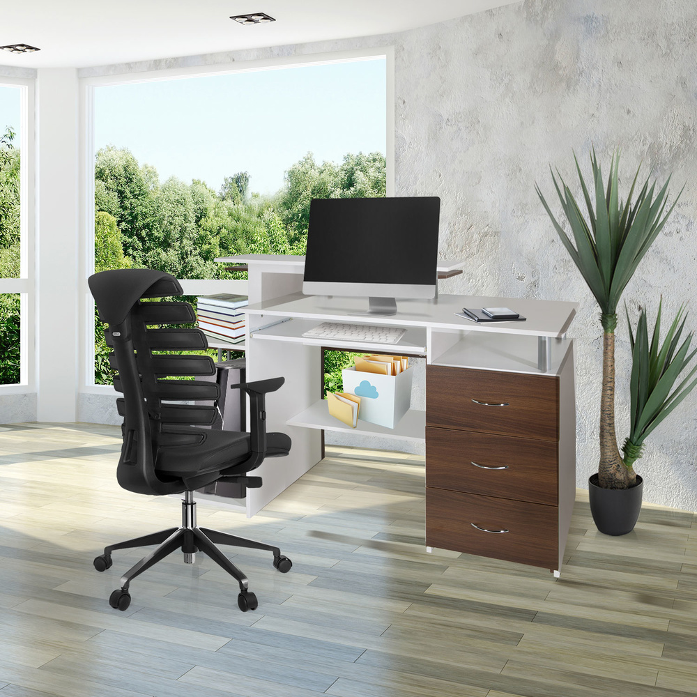 WORKSPACE H IV Desk Wood White/Walnut