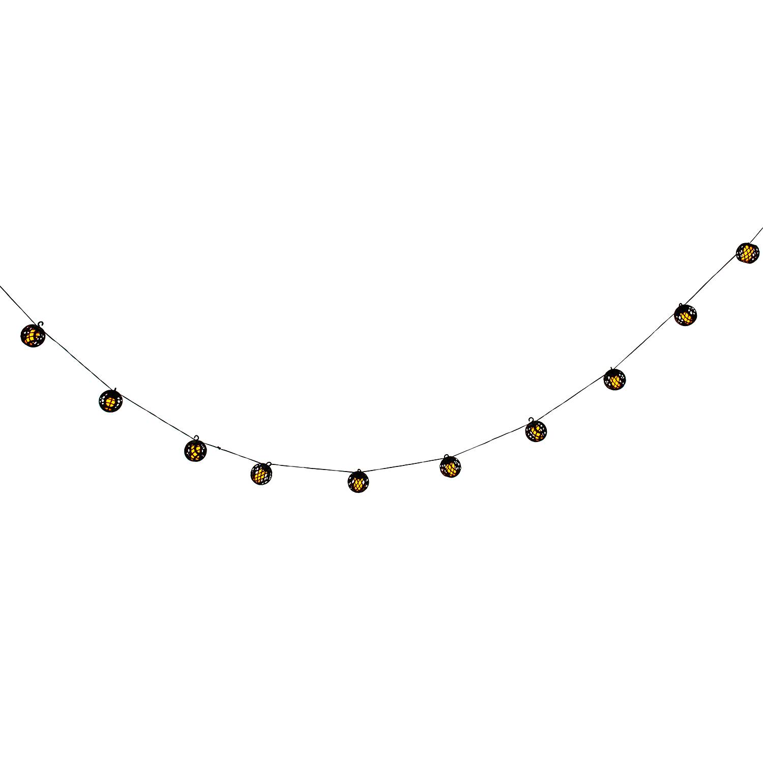Solar string lights Fogo 10-bulb Black