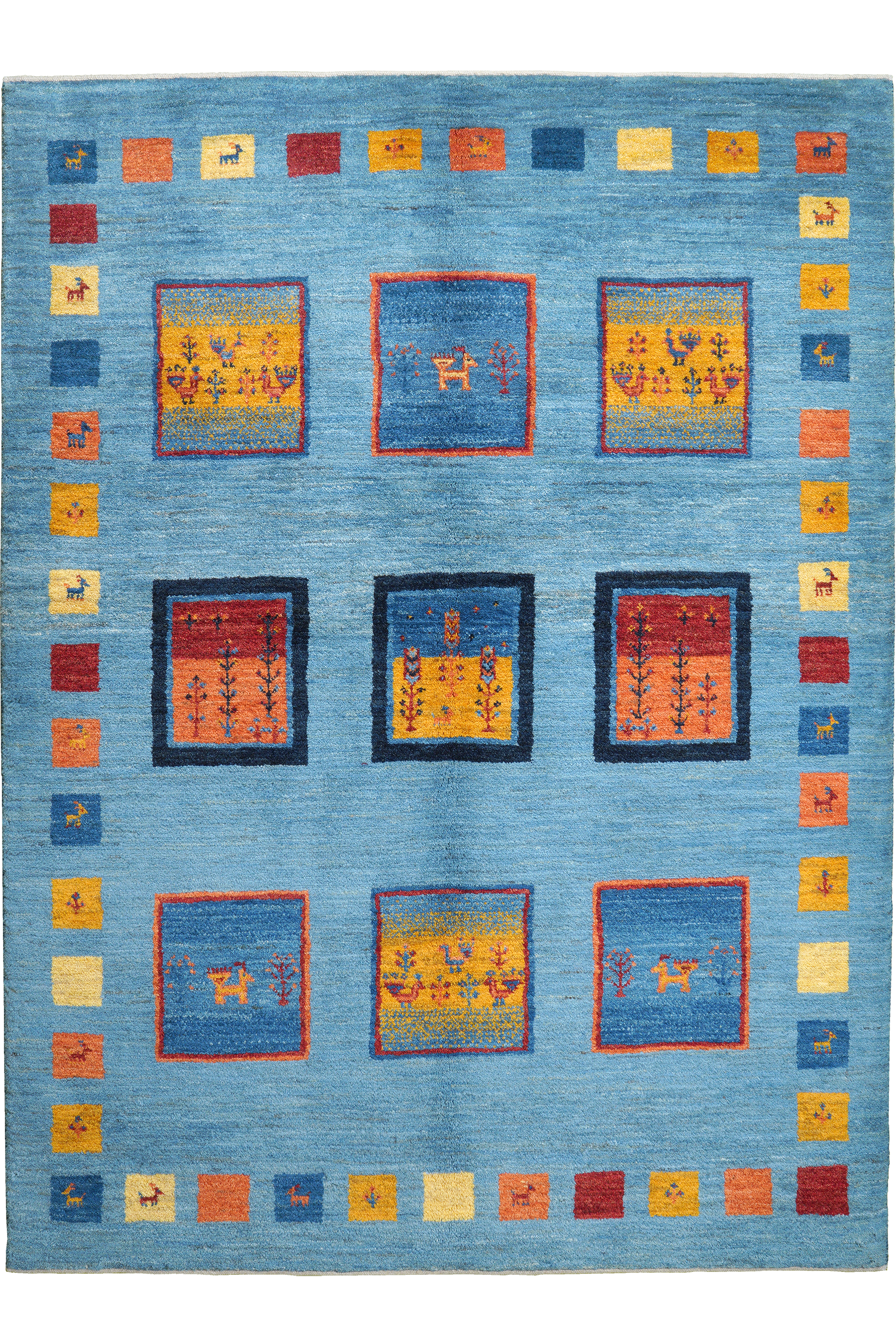 Rizbaf Gabbeh Carpet Wool Blue