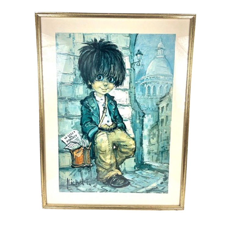 Newspaper boy Picture Blue