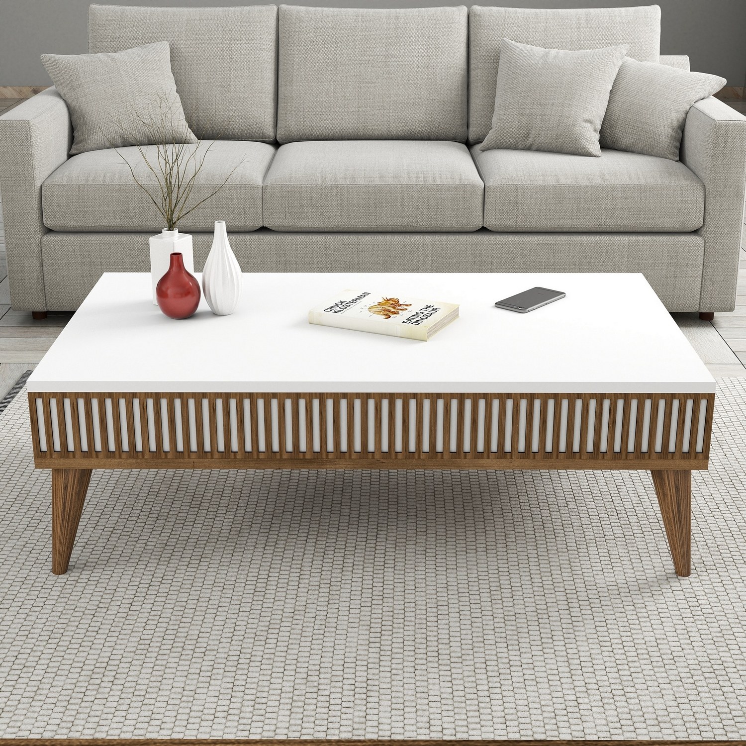 Milan Coffee table walnut brown white