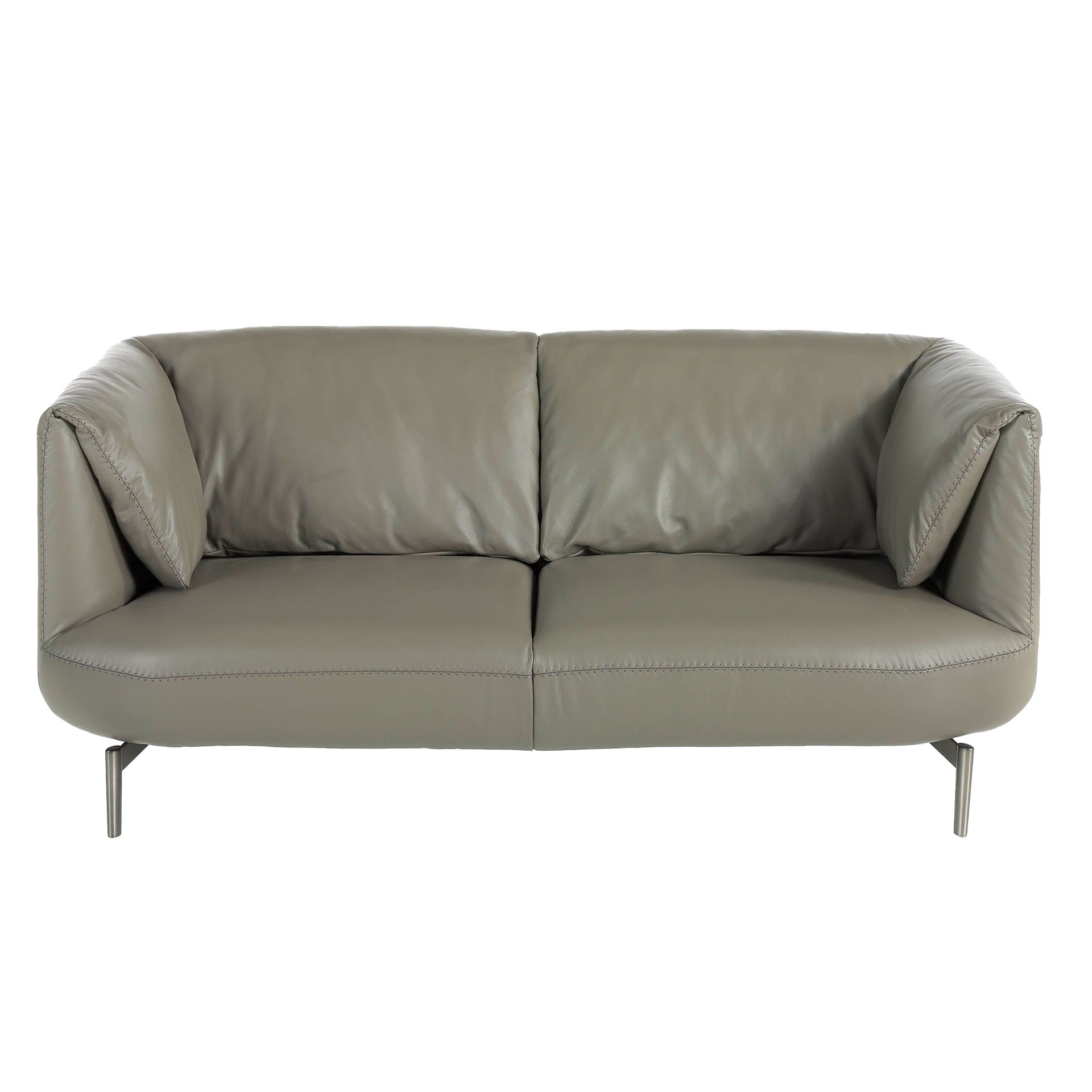 Sofa 2-Sitzer Leder Grau