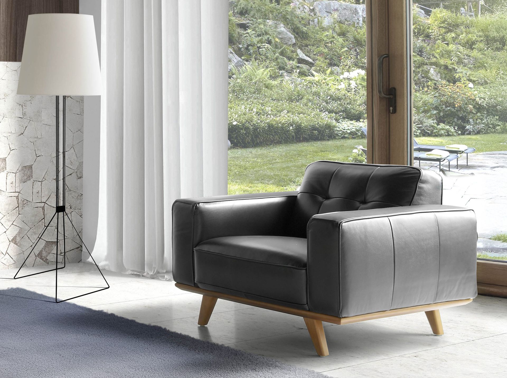 Chester Sessel Leder Schwarz