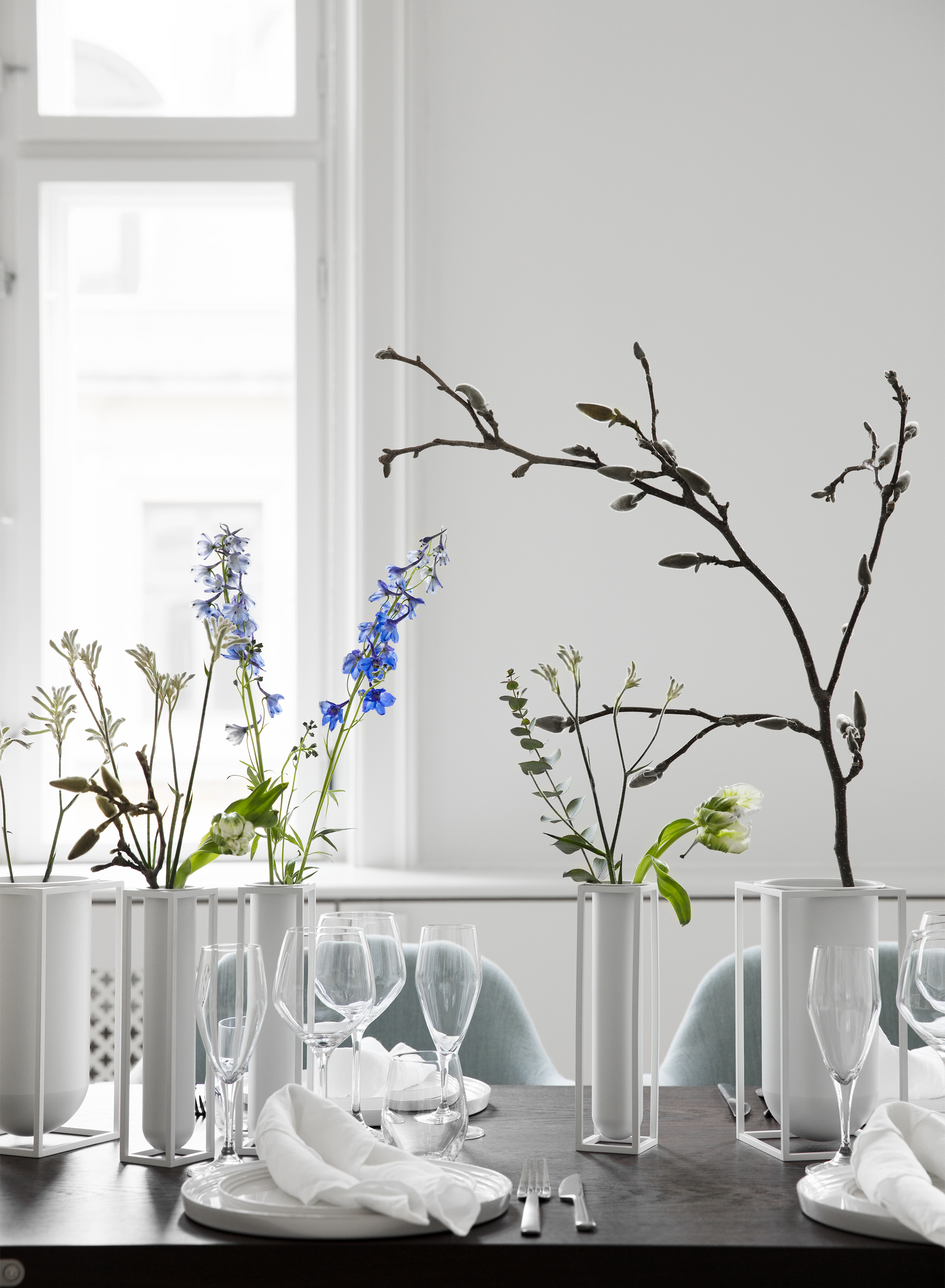 Kubus Vase Flora Weiß