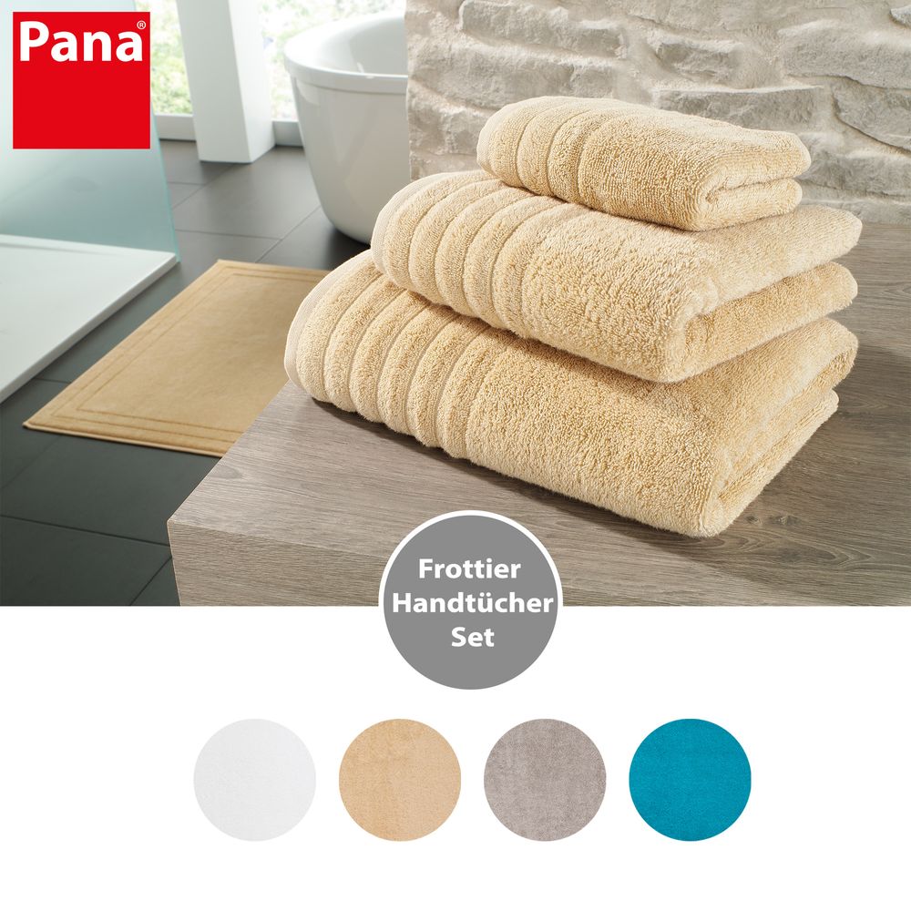 4-tlg. Handtuch-Set aus Baumwolle Beige Öko-Tex Standard